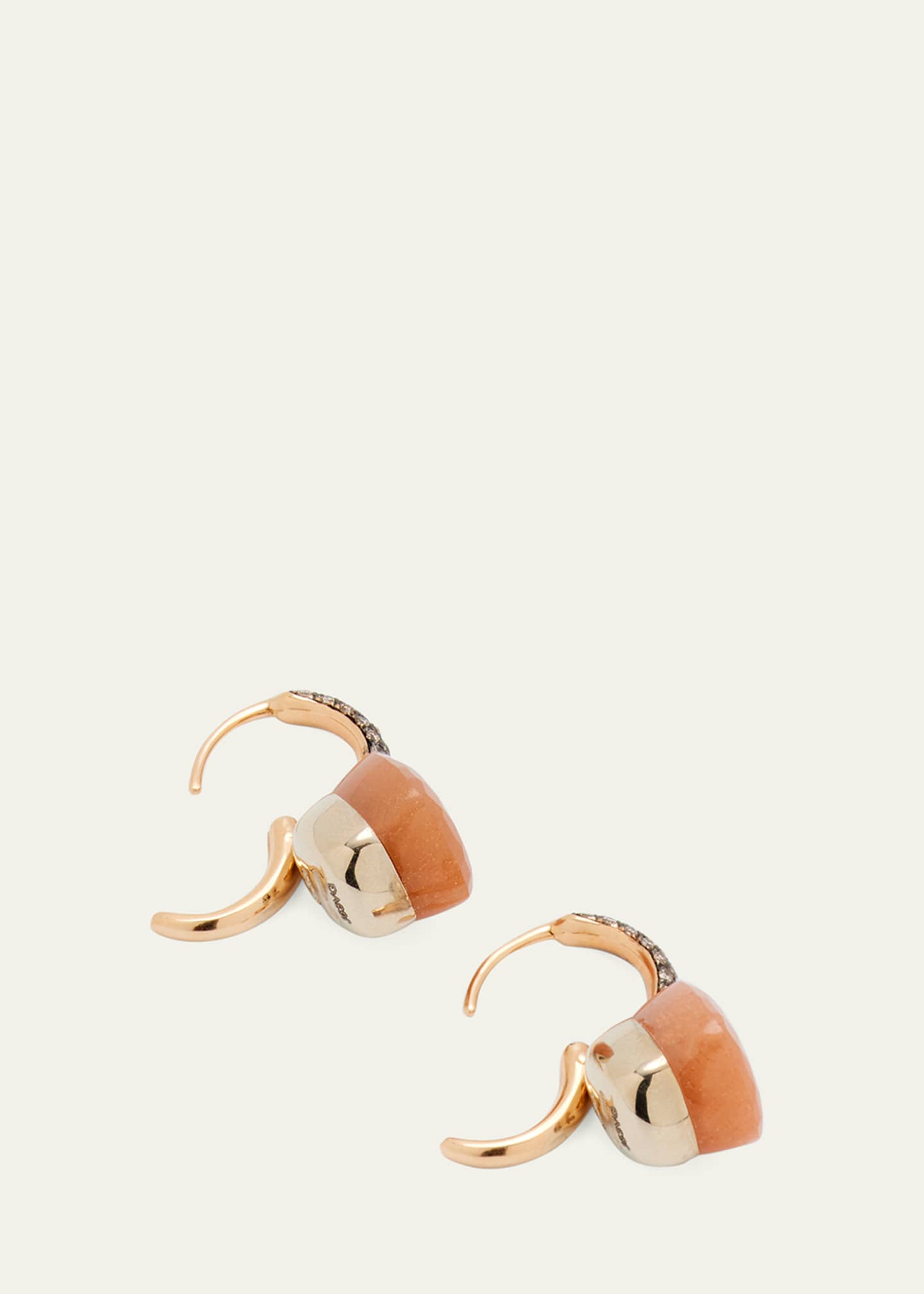 Pomellato Nudo Classic 18K Rose Gold Earrings with Light Brown Moonstone and Brown Diamonds Image 4 of 4