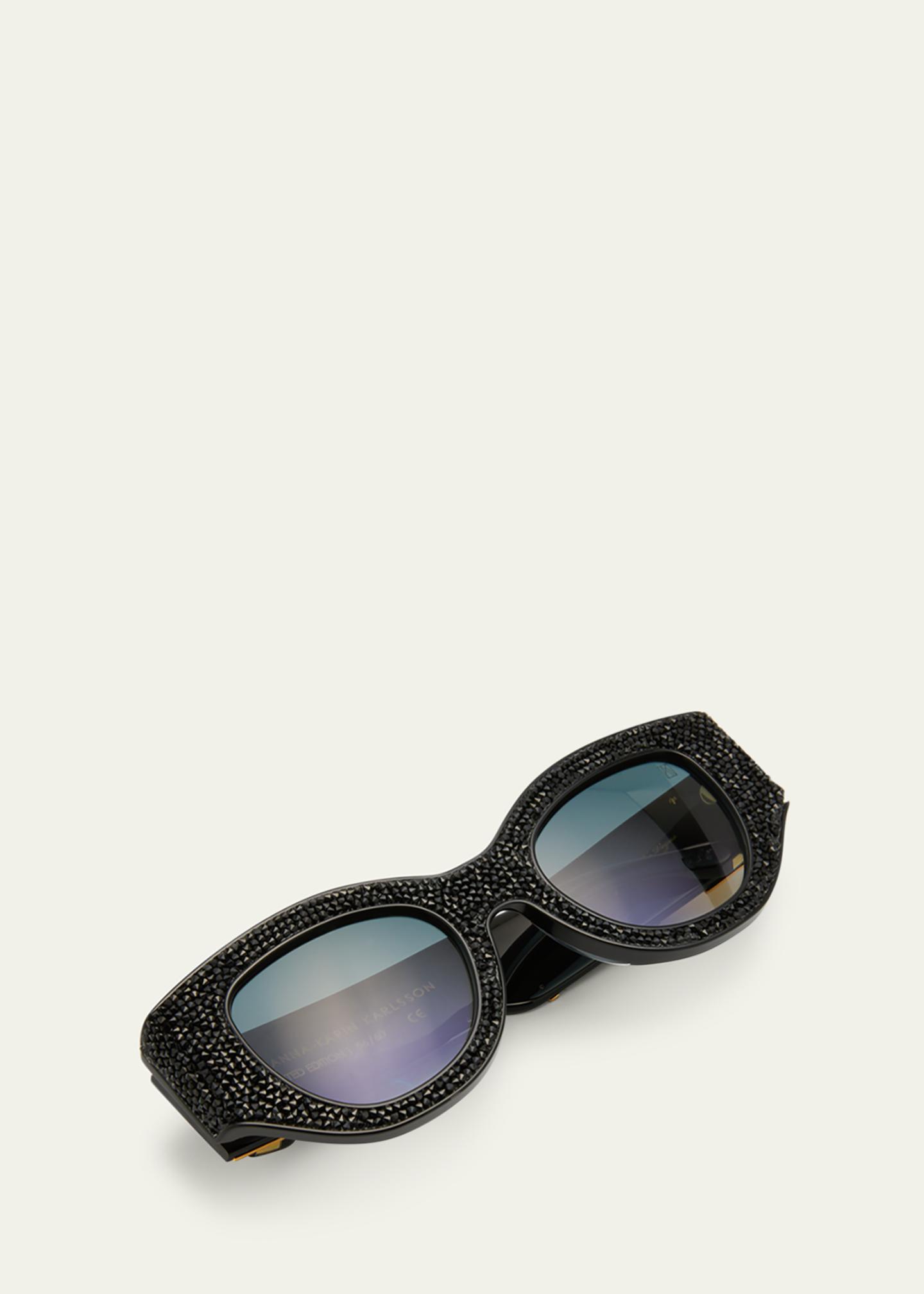 New ANNA KARIN KARLSSON Lucky Goes To Vegas Black Crystal Cat-Eye Sunglasses Anna-Karin Karlsson Lucky Goes to Vegas Crystals & Acetate  main image 2