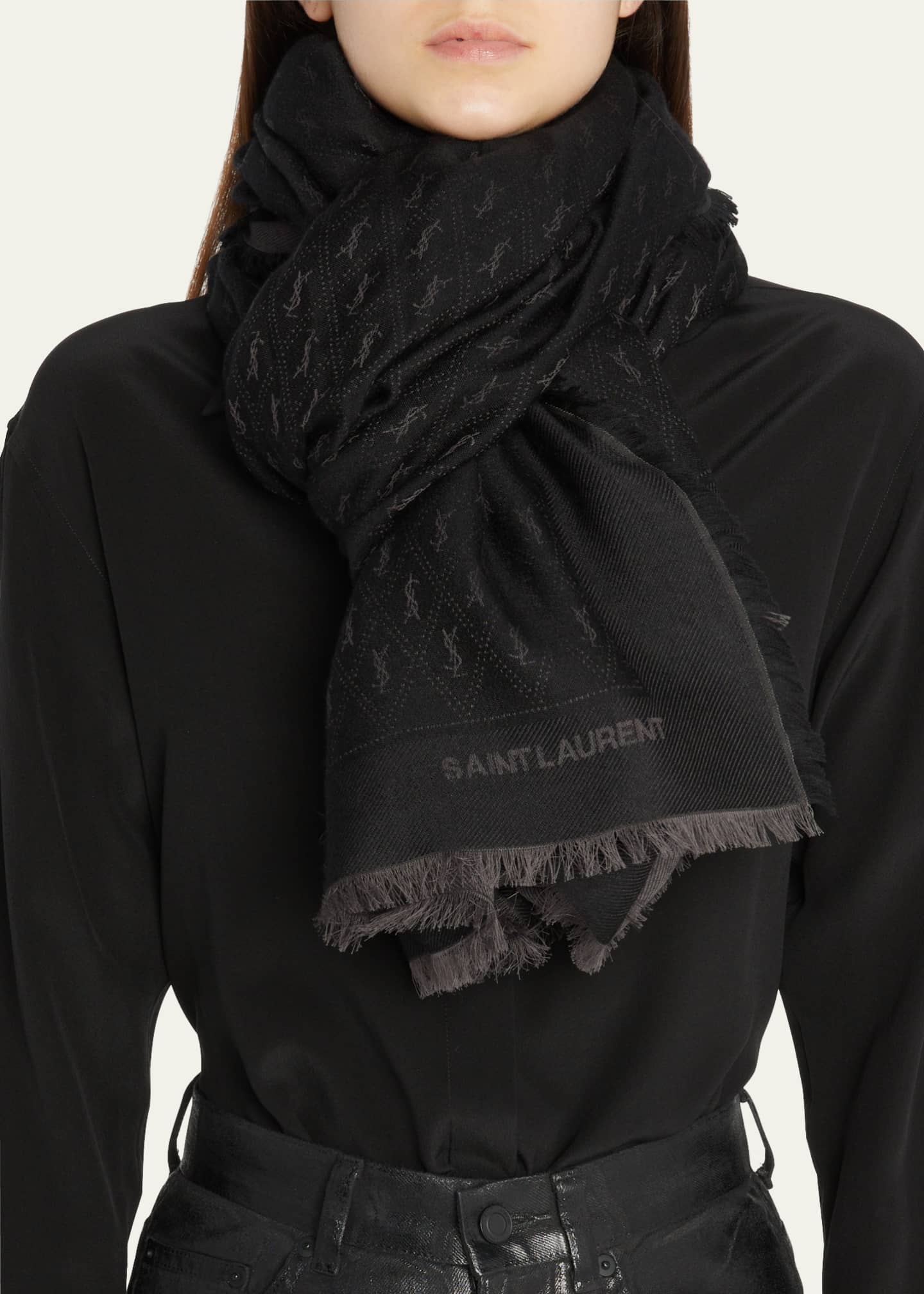 Saint Laurent YSL Micro Monogram Scarf Image 2 of 4