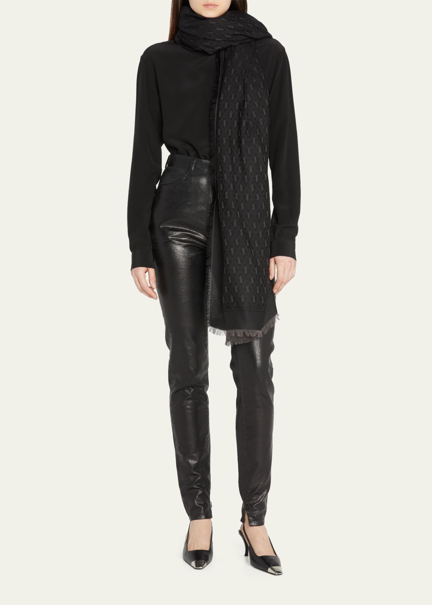Saint Laurent YSL Micro Monogram Scarf Image 3 of 4