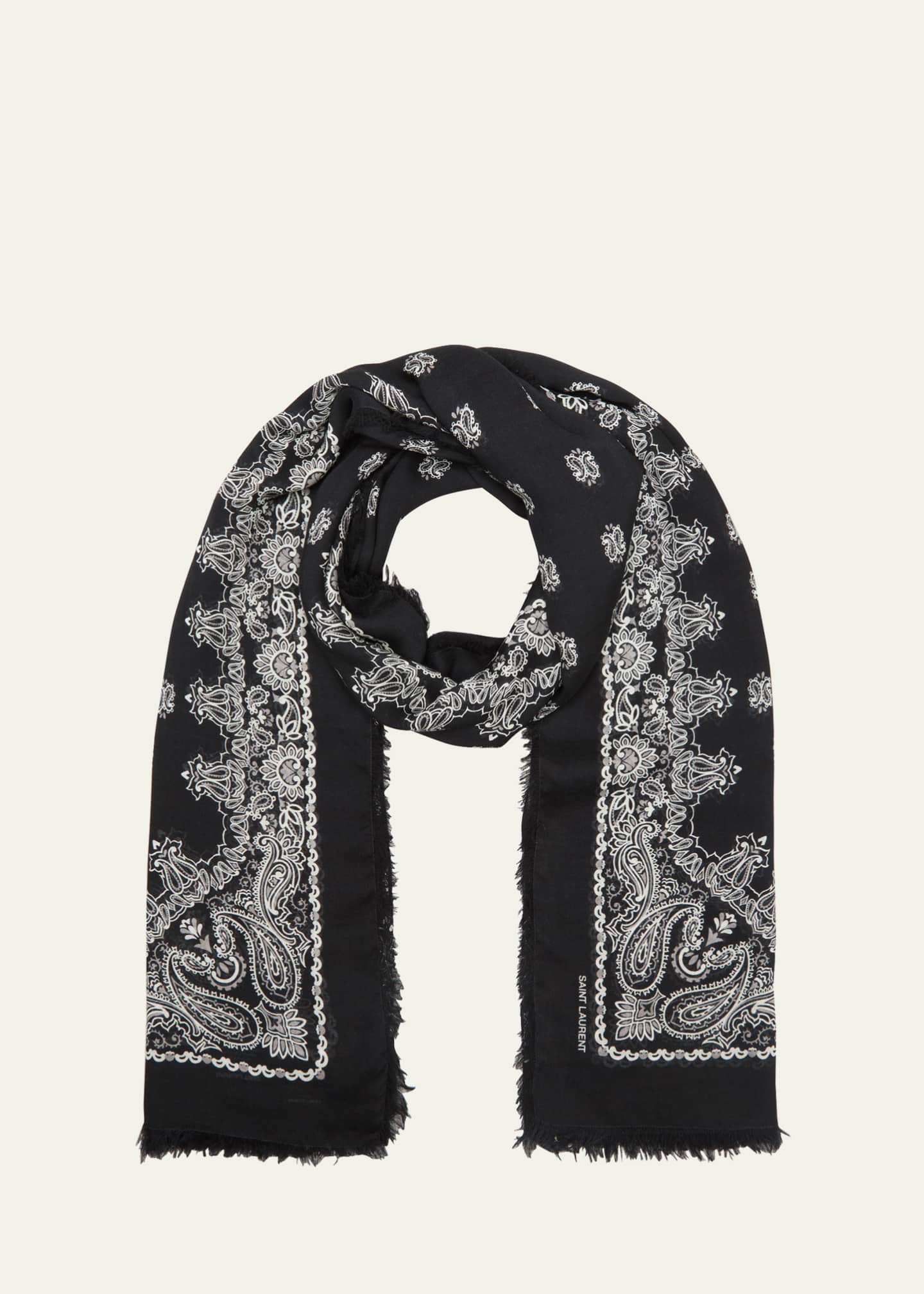 SAINT LAURENT Printed silk-twill scarf