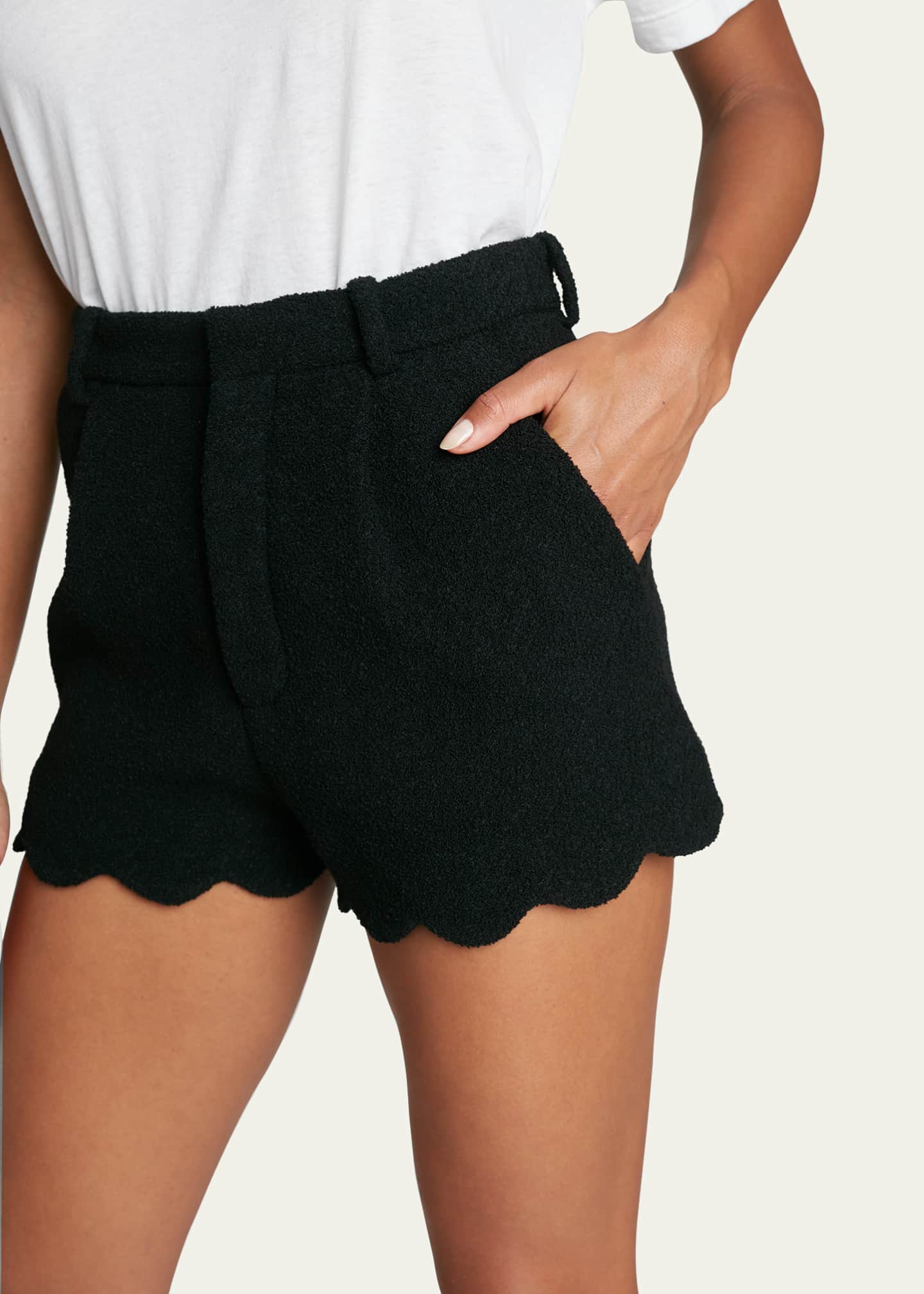 Saint Laurent Scallop-Hem Wool-Blend Shorts - Bergdorf Goodman