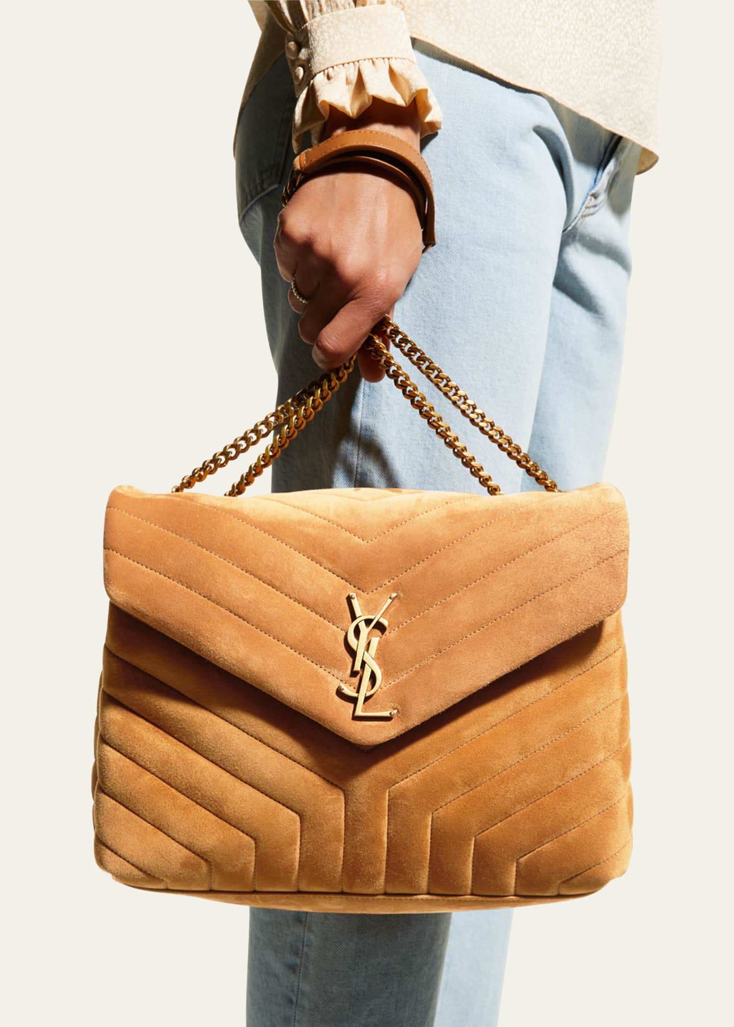 Saint Laurent Loulou Medium YSL Shoulder Bag in Quilted Suede Image 5 of 5