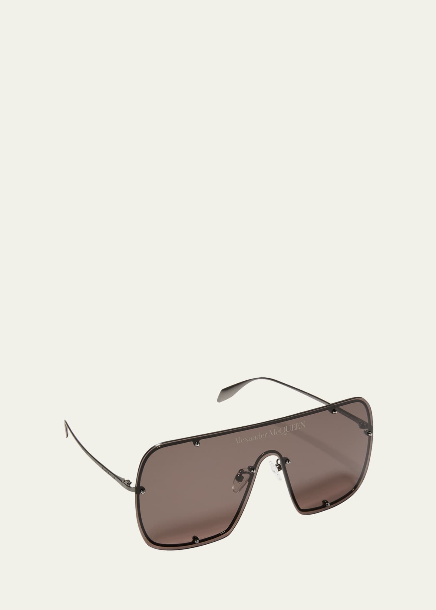 McQueen Studded Logo Metal Shield Sunglasses Image 2 of 2
