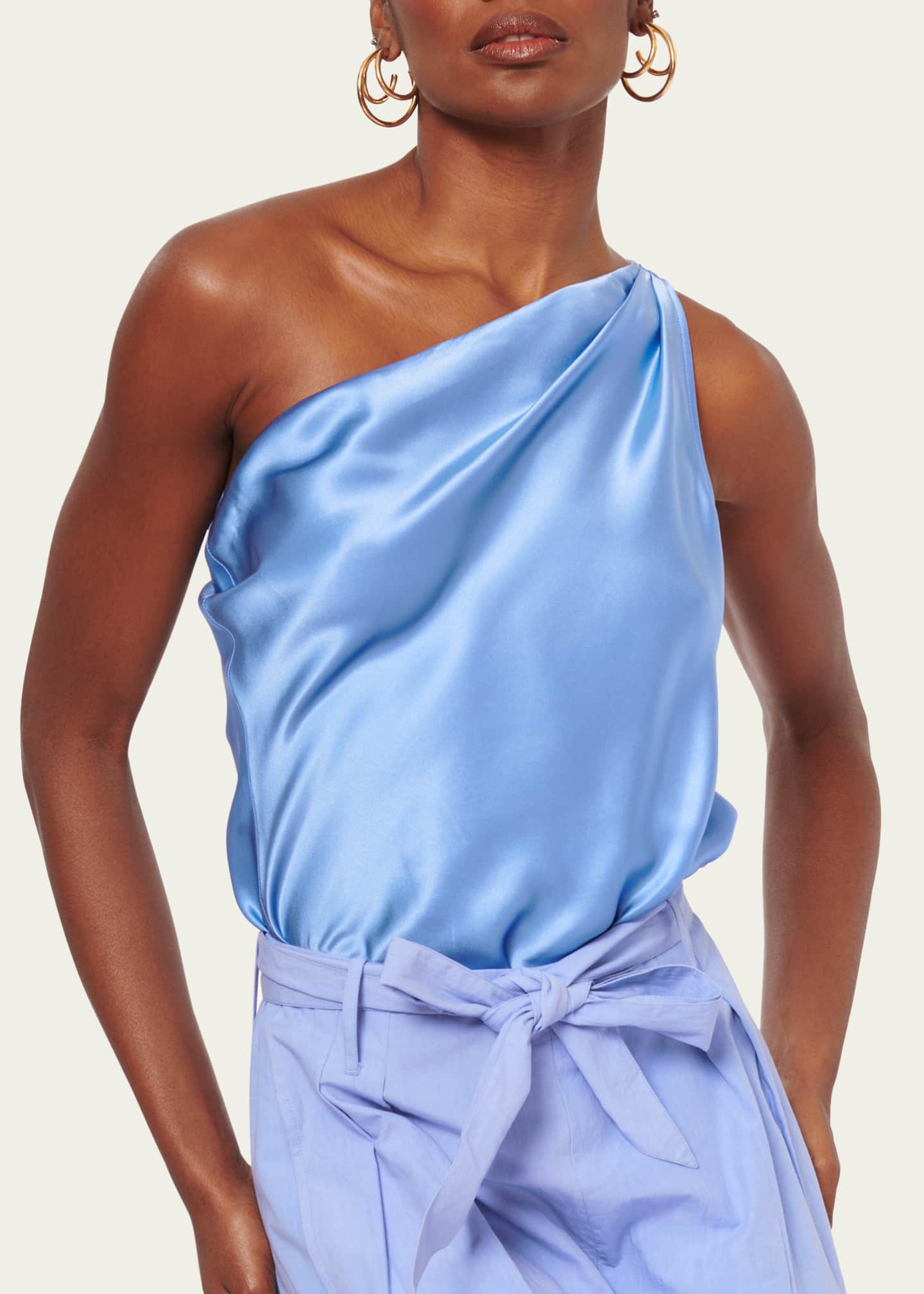 Cami NYC Darby Asymmetric Charmeuse Bodysuit Bergdorf Goodman