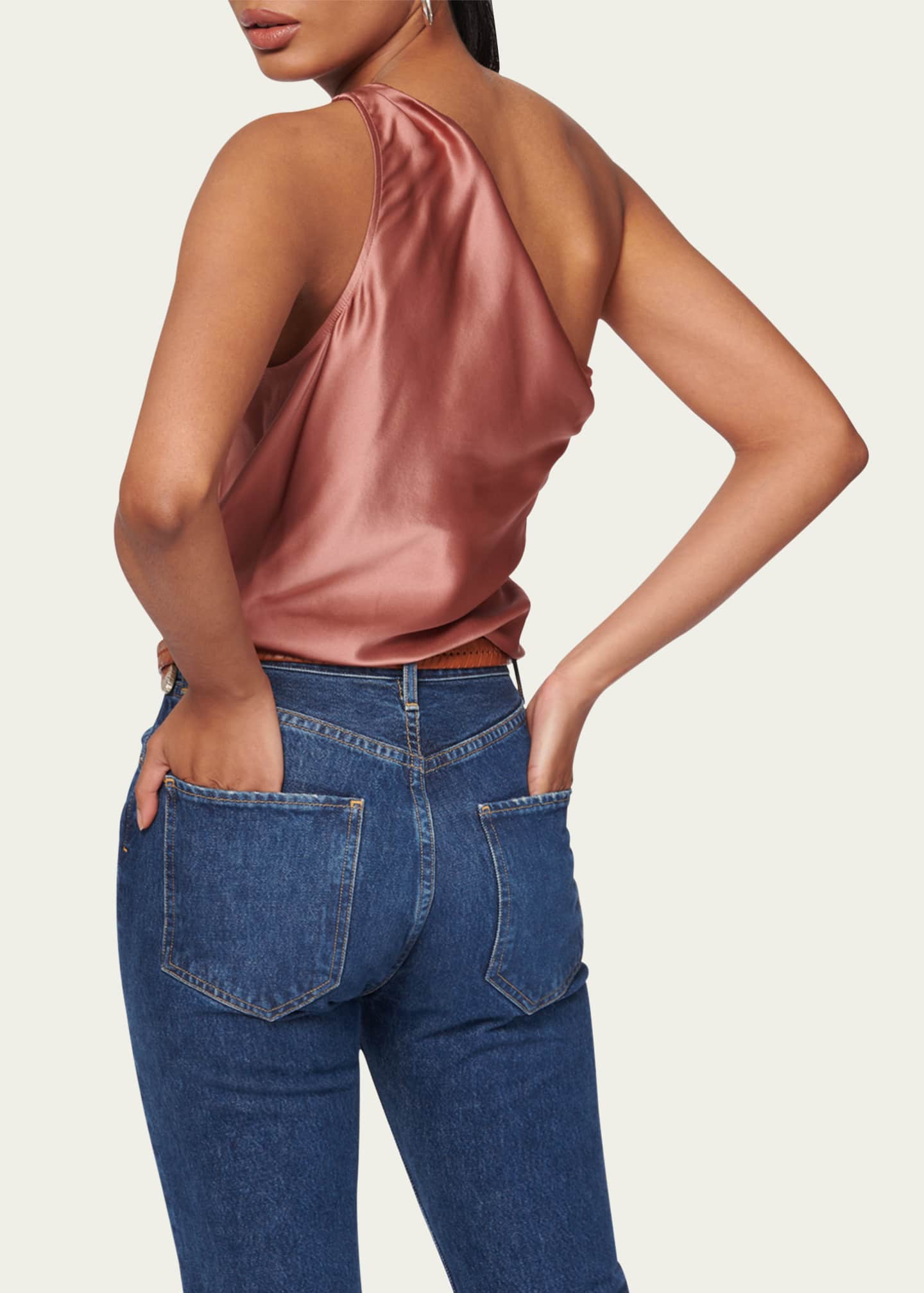 Cami NYC Darby Asymmetric Charmeuse Bodysuit Bergdorf Goodman