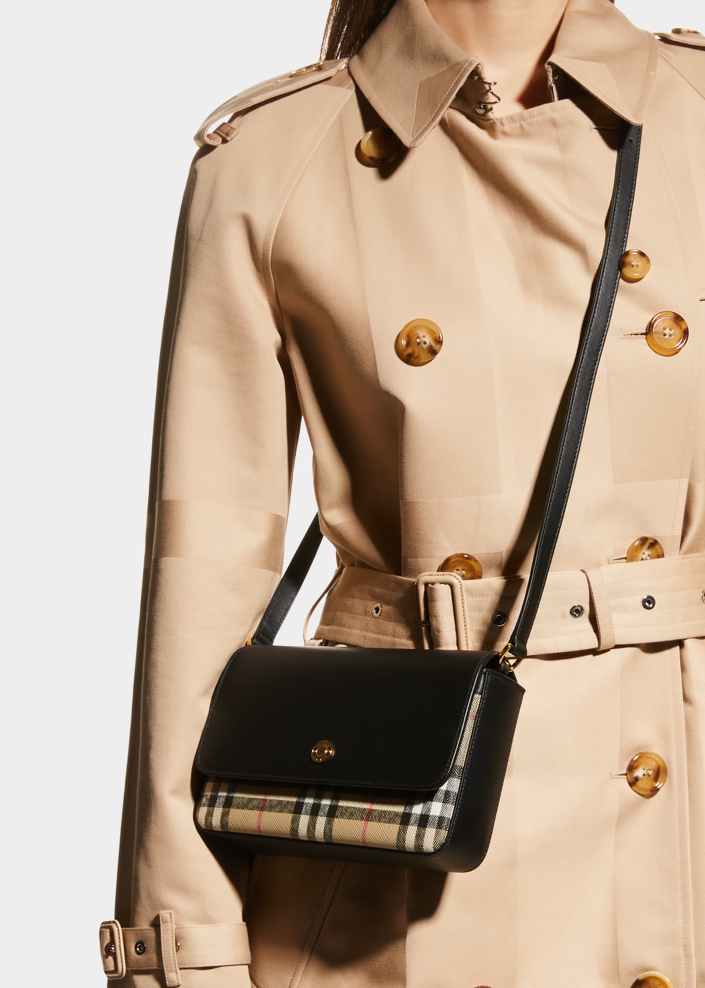 Burberry New Hampshire Vintage Check Canvas & Leather Crossbody Bag