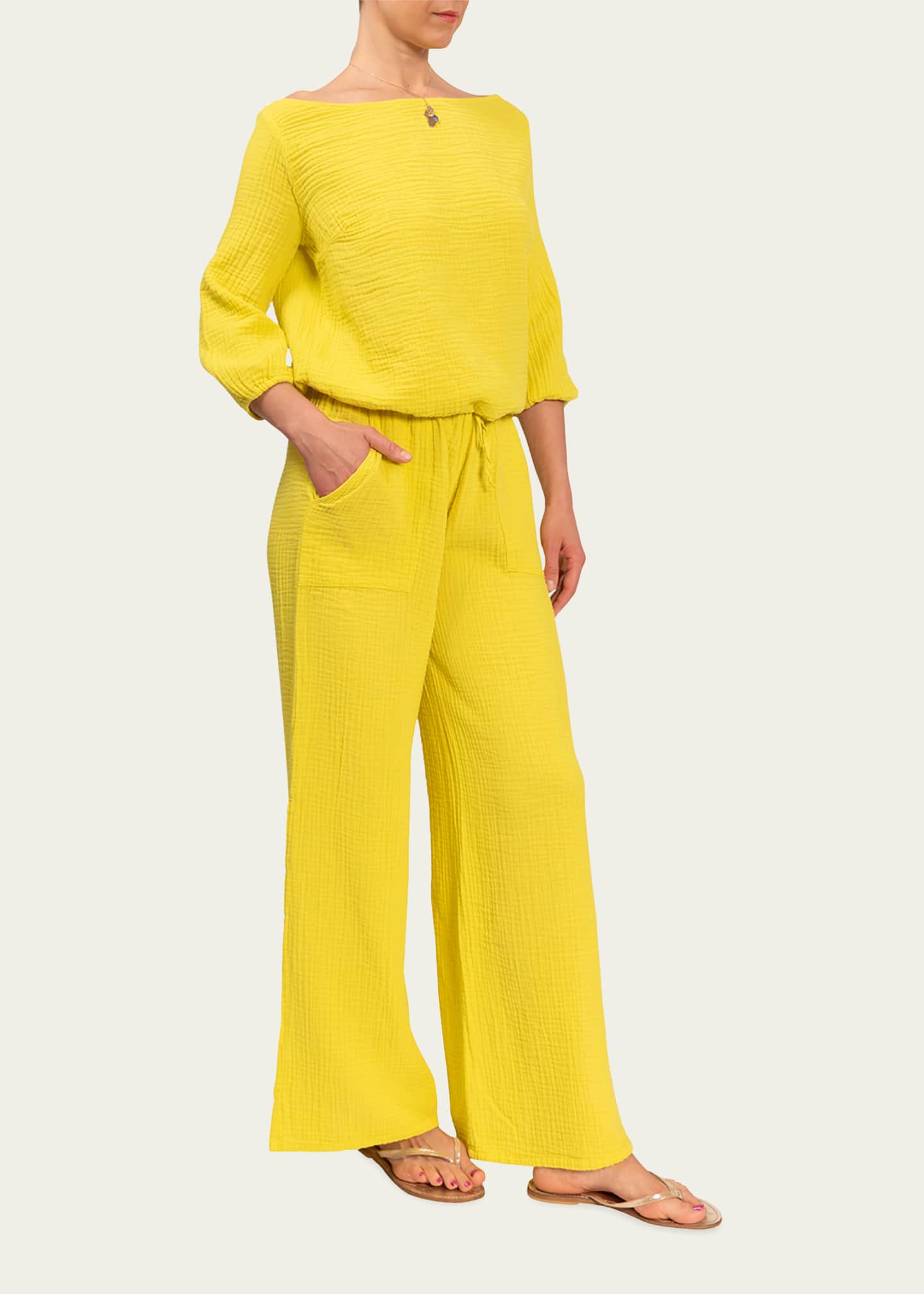 Everyday Ritual Riley Slit WideLeg Cotton Gauze Pants Bergdorf Goodman