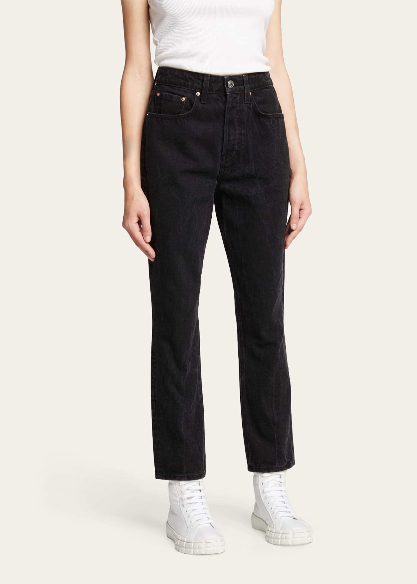 GRLFRND Karolina High-Rise Straight Crop Jeans - Bergdorf Goodman