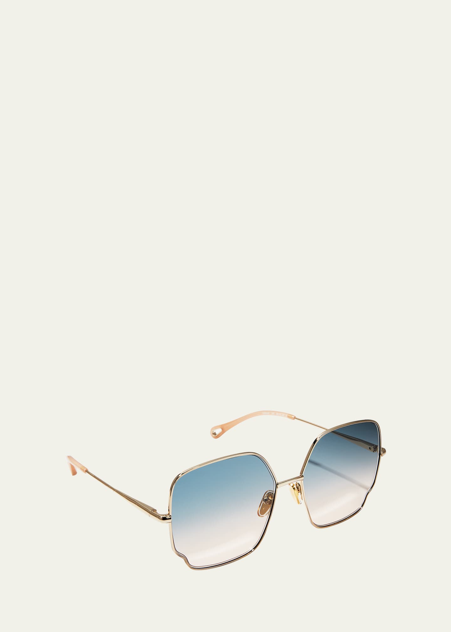 Chloe Oversized Geo Rectangle Metal Sunglasses - Bergdorf Goodman