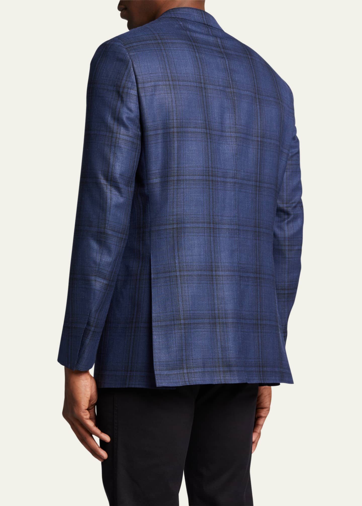 Brioni plaid check-pattern blazer - Grey