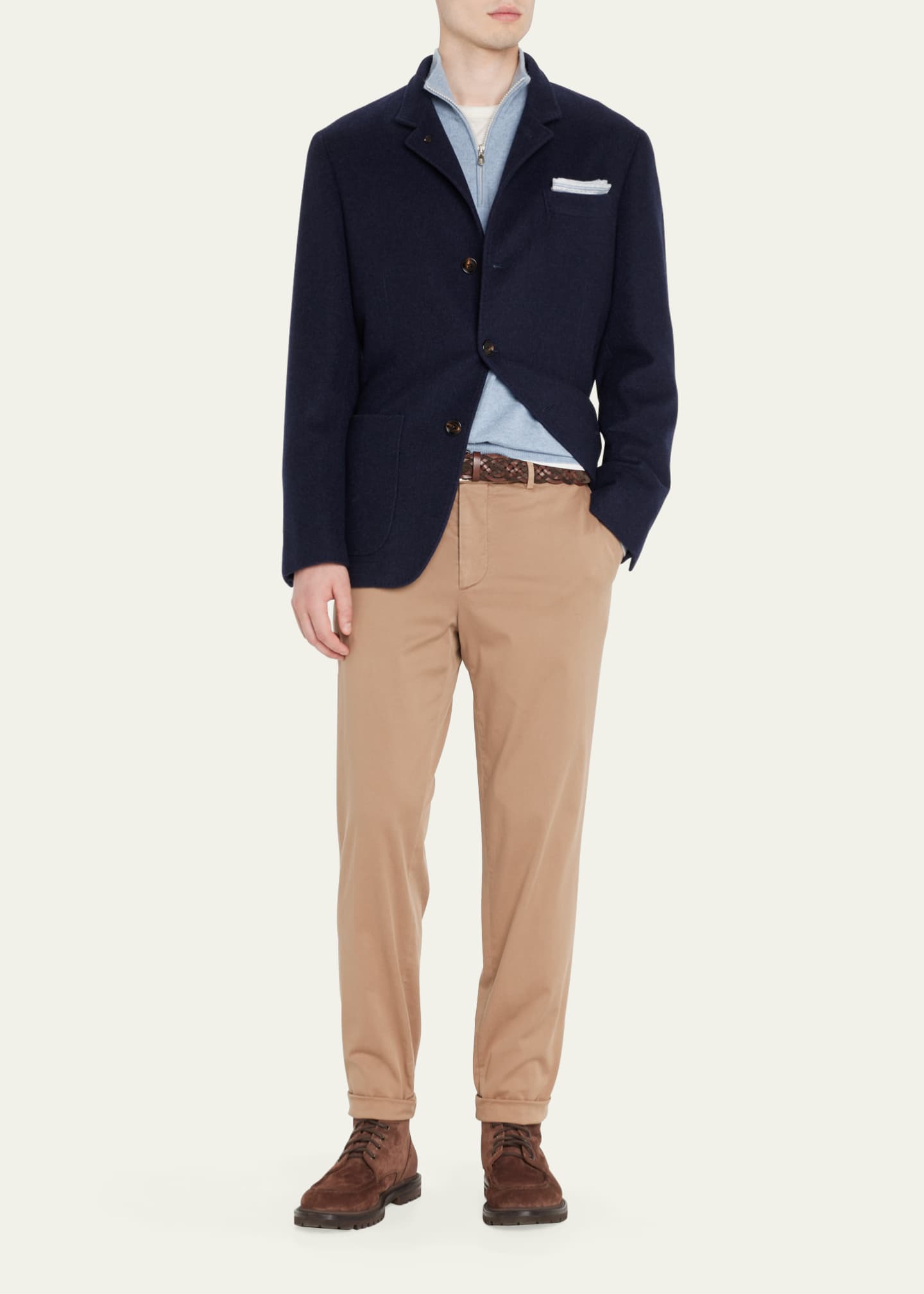 Brunello Cucinelli Men's Cashmere Blazer Coat Image 2 of 5