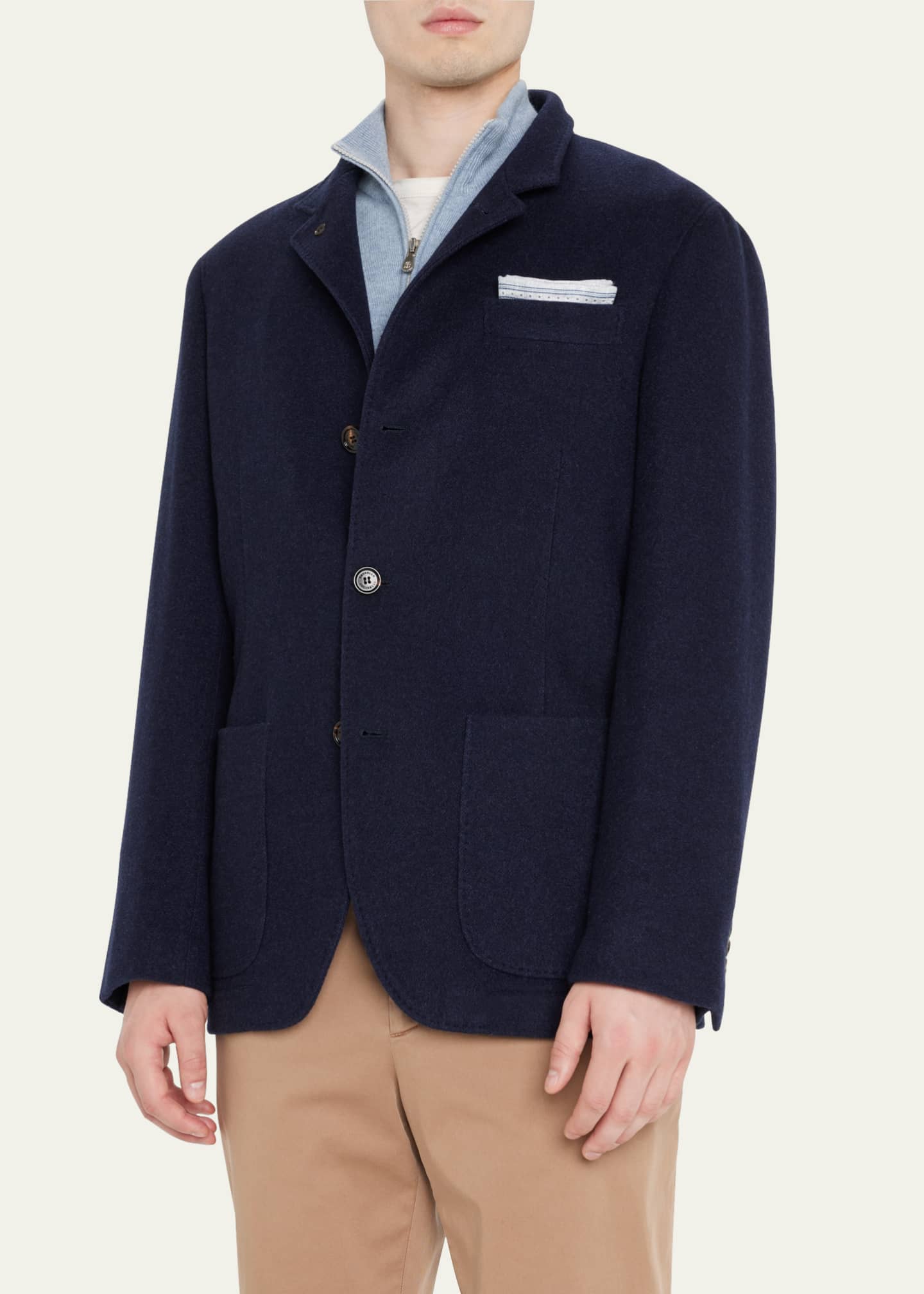 Brunello Cucinelli Men's Cashmere Blazer Coat Image 4 of 5