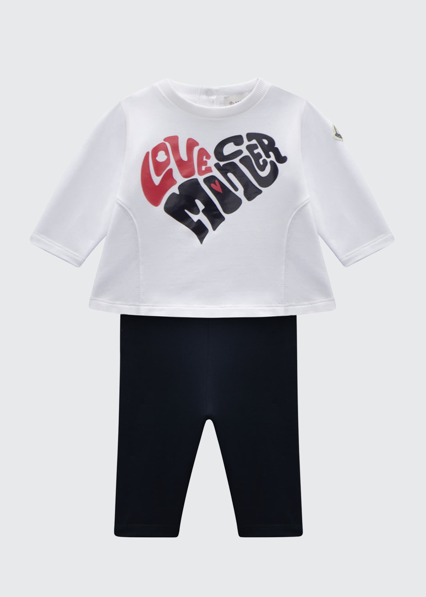 Moncler Girls Love Logo T-Shirt w/ Leggings, Size 9M-3 - Bergdorf Goodman Moncler Girls Love Logo T-Shirt w/ Leggings, Size 9M-3