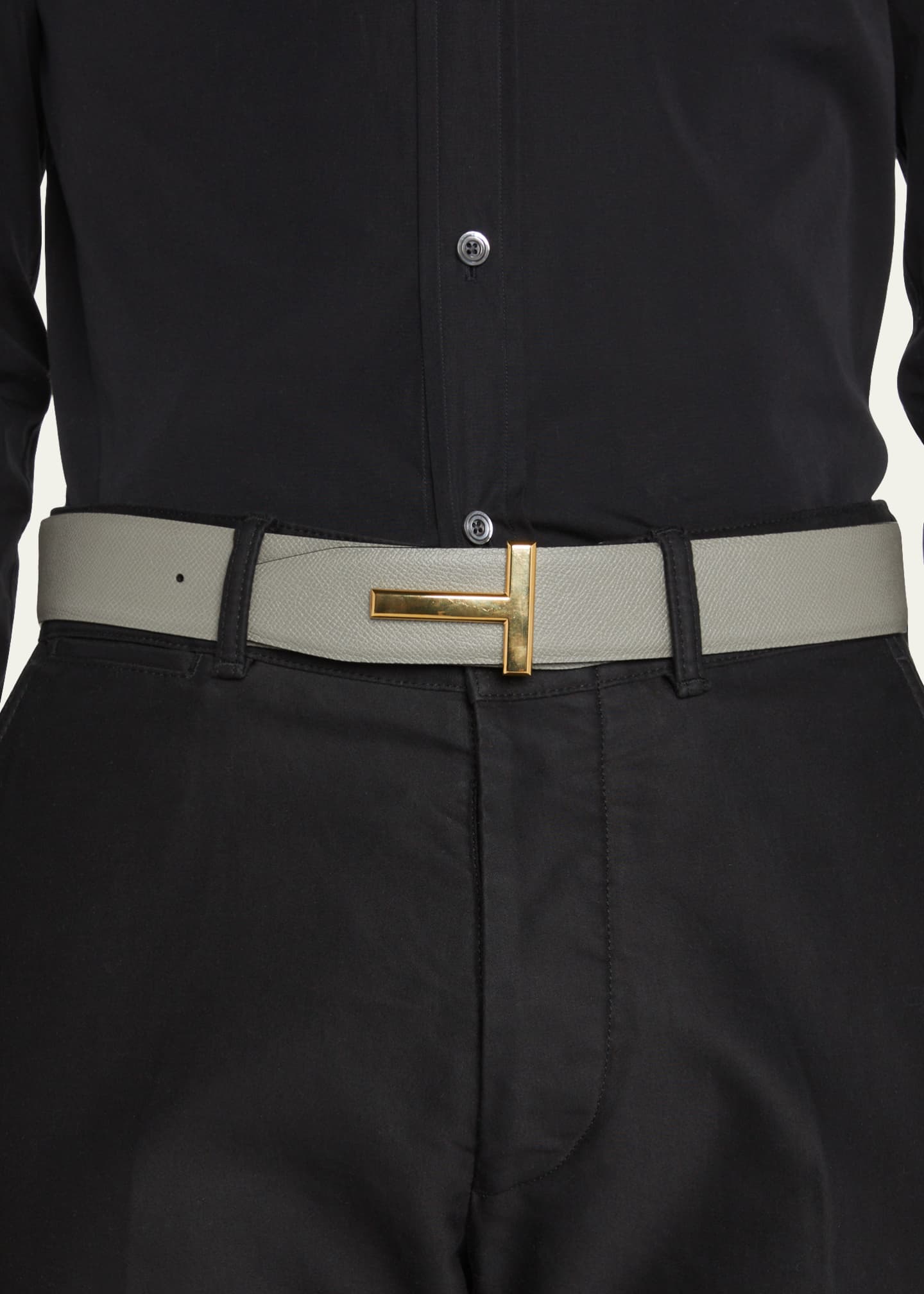 TOM FORD Men's Reversible T-Logo Leather Belt, 40mm - Bergdorf Goodman