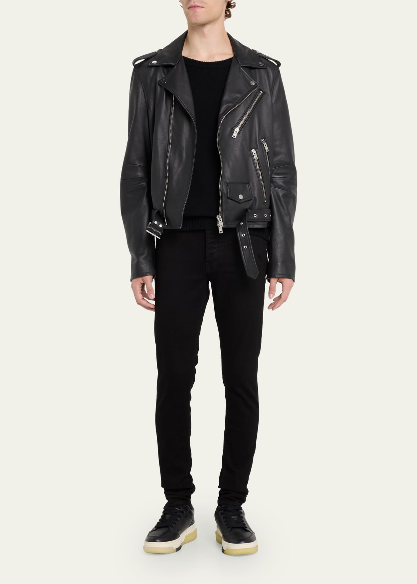 Amiri Men's Paint DripLogo Leather Jacket Bergdorf Goodman
