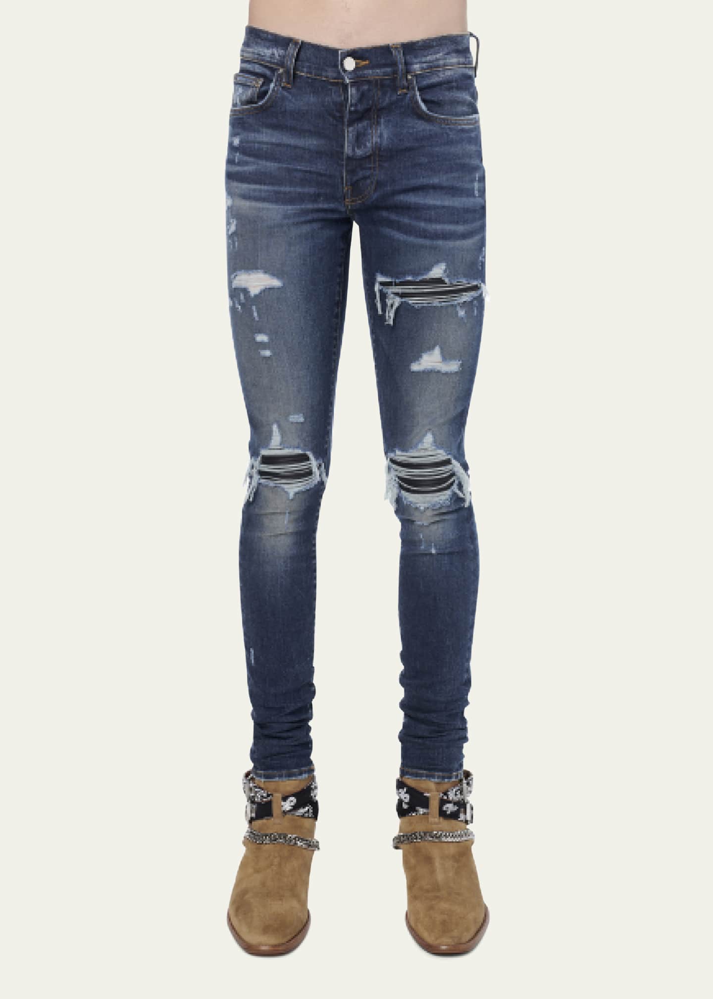 Amiri Men's MX1 Destroyed Skinny Jeans Image 2 of 5