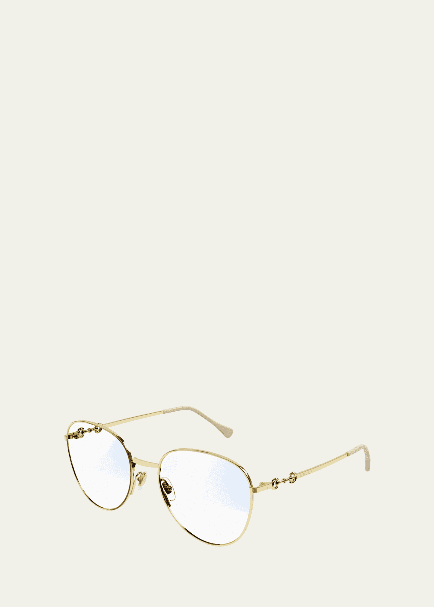 Gucci Round Metal Sunglasses With Chain in Natural