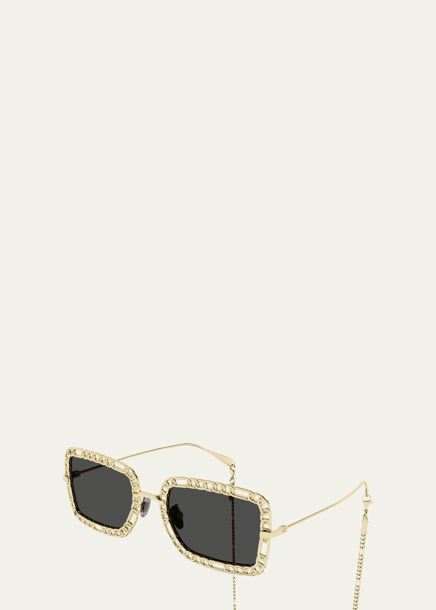 Gucci Chain Rectangle Metal Sunglasses w/ Straps Image 2 of 2