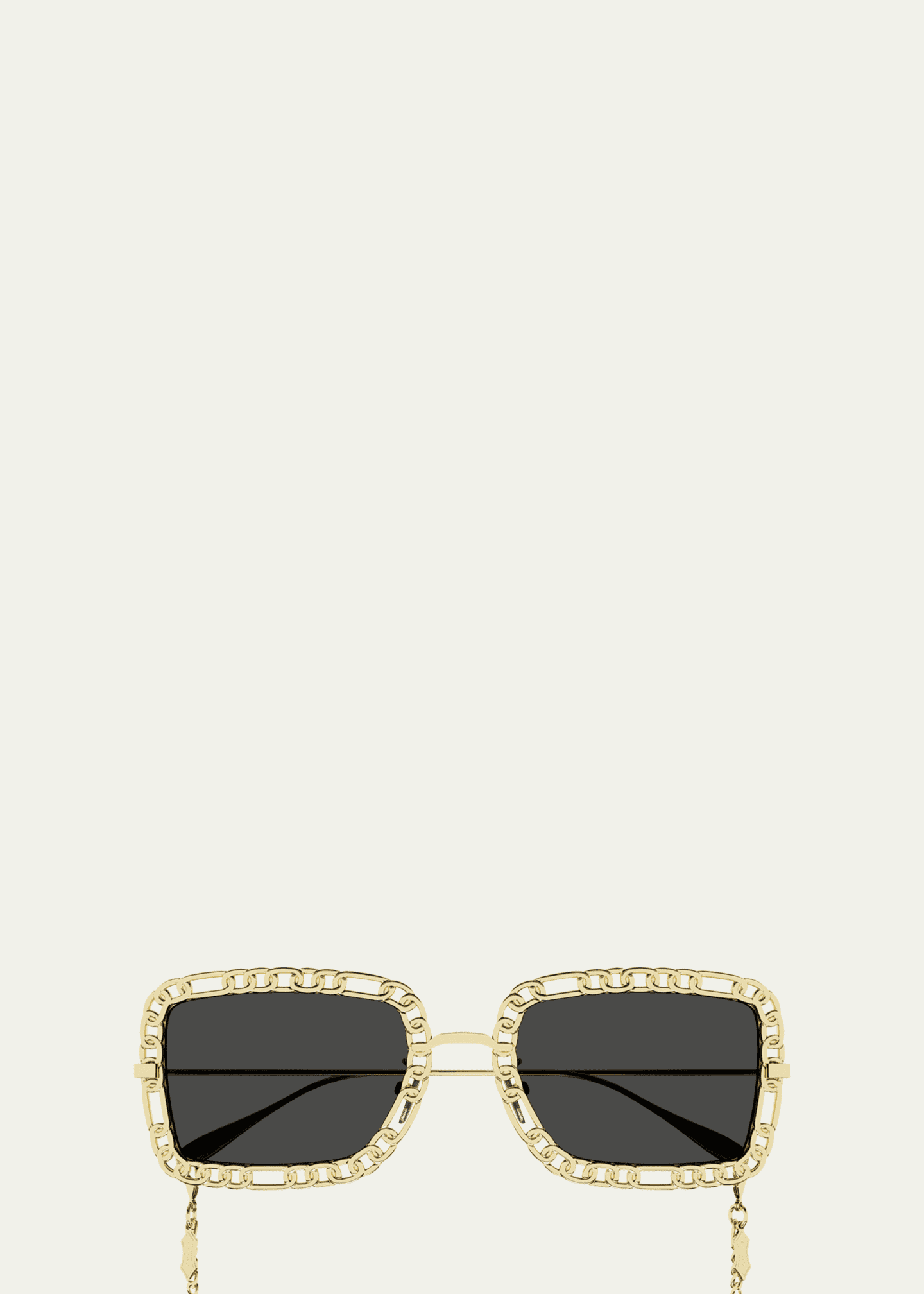 Gucci Chain Rectangle Metal Sunglasses w/ Straps Image 1 of 2