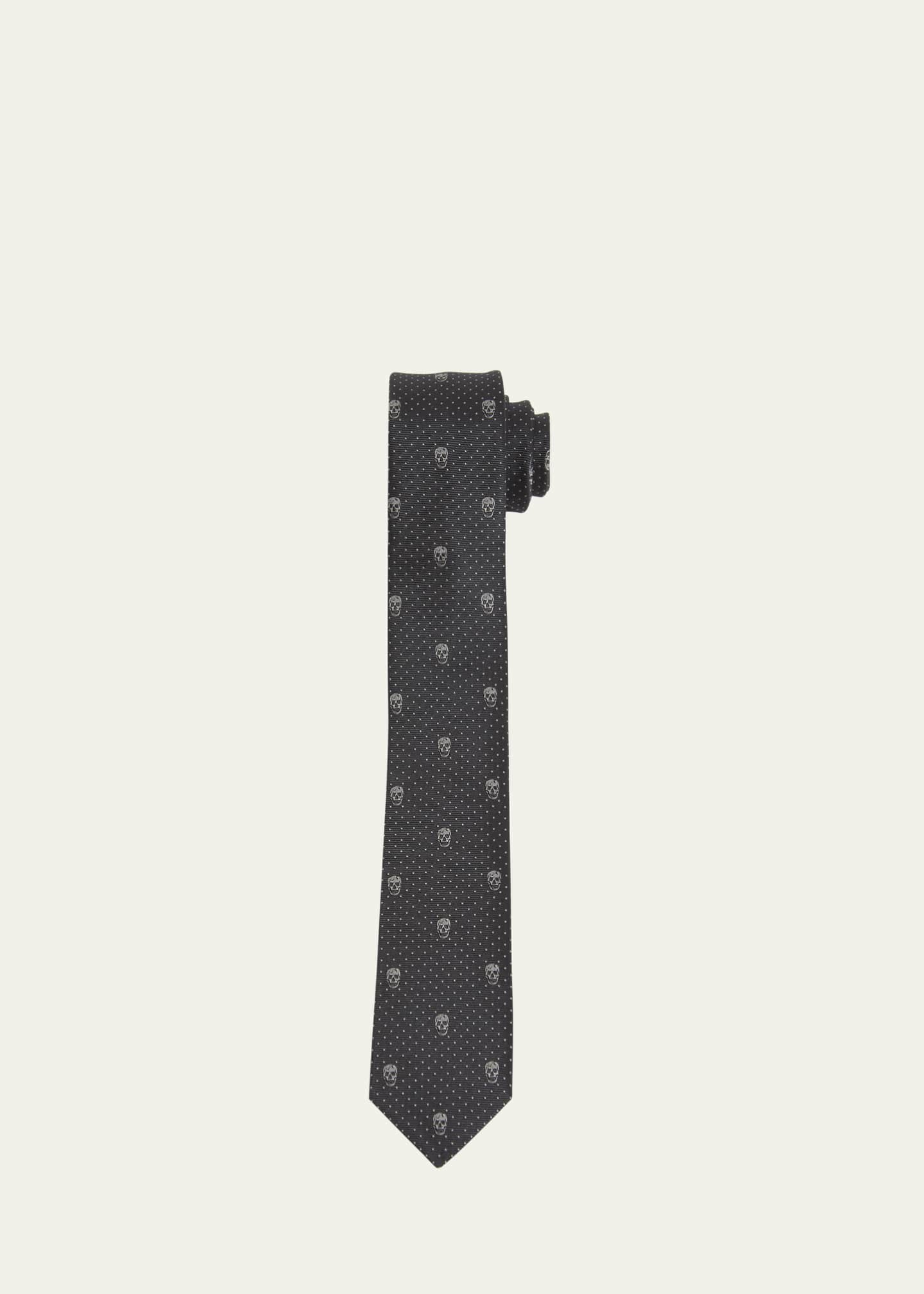 McQueen Men's Skull & Polka Dot Tie