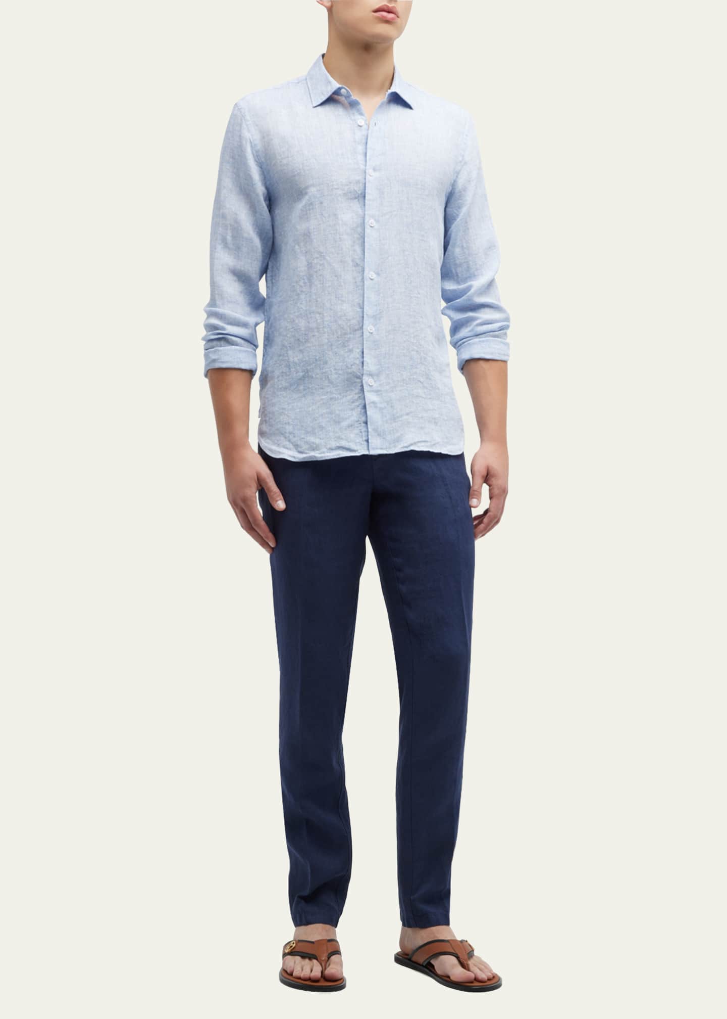 Orlebar Brown Men's Giles Linen Sport Shirt Image 2 of 5