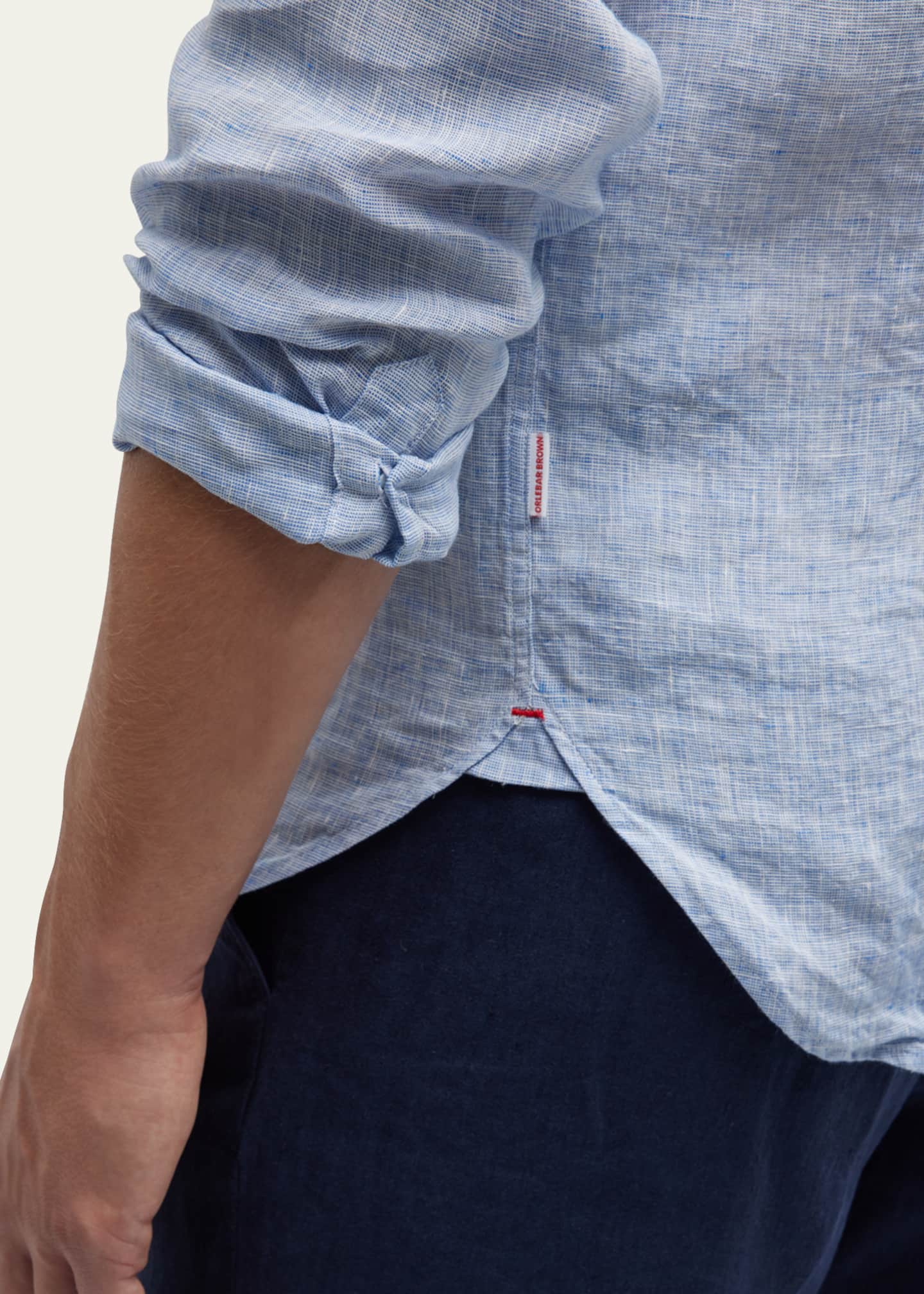 Orlebar Brown Men's Giles Linen Sport Shirt Image 5 of 5