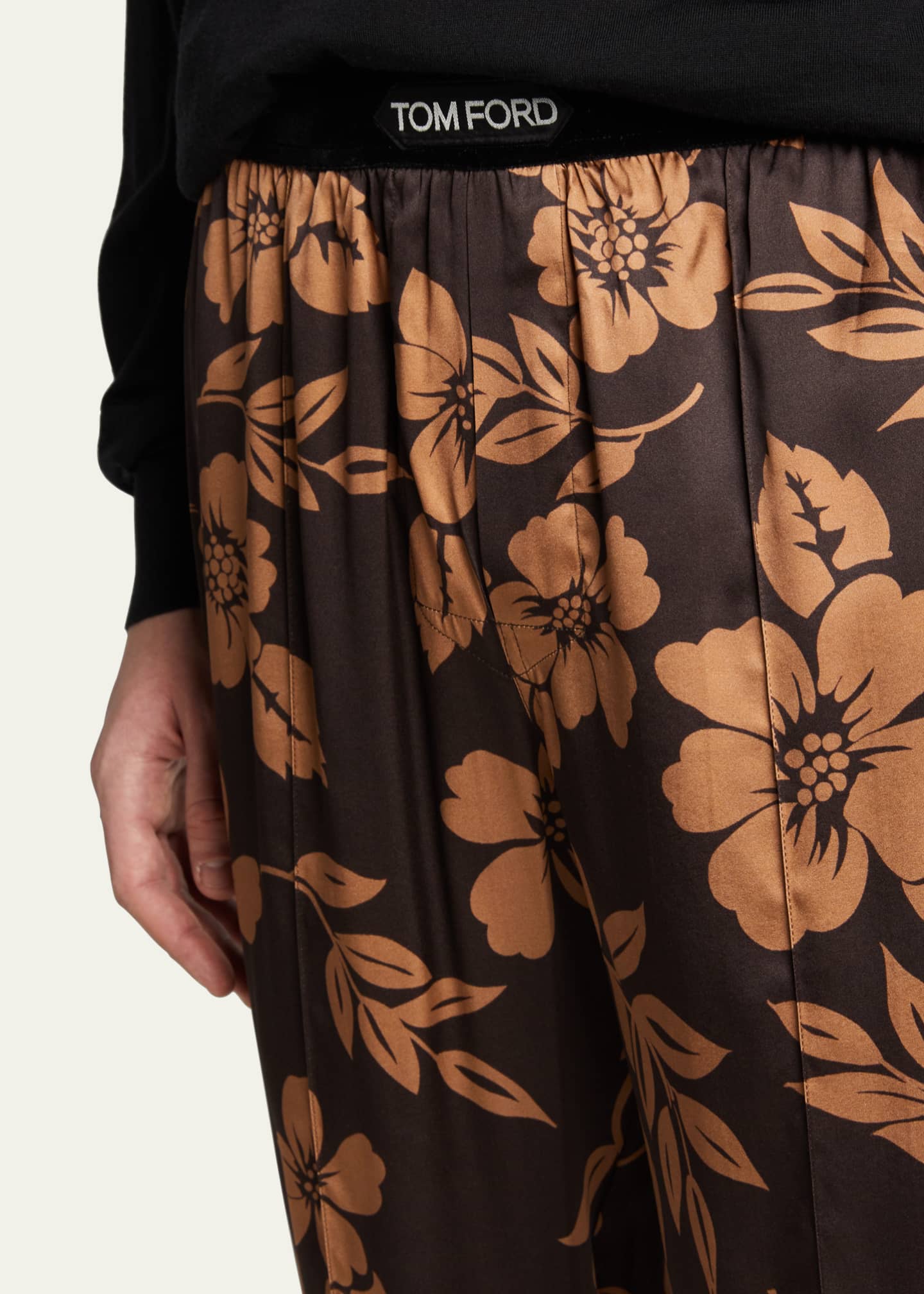 TOM FORD Men's Floral Silk Pajama Pants Image 5 of 5