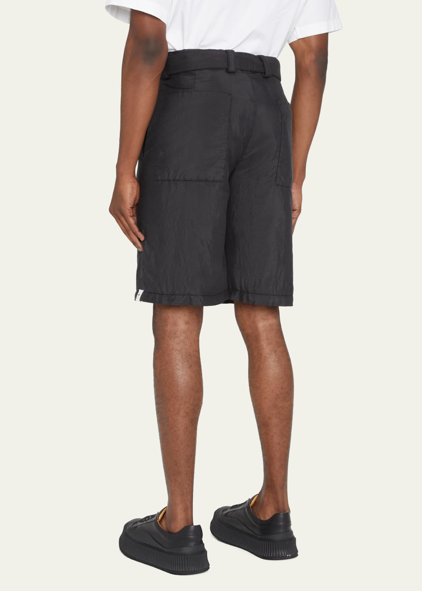 Jil Sander Men's Silk-Nylon Belted Shorts - Bergdorf Goodman
