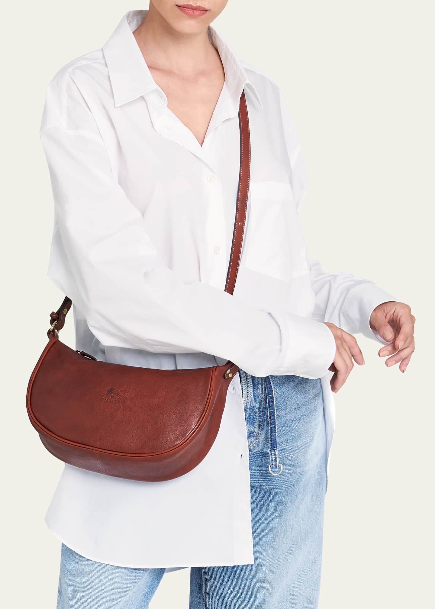 Il Bisonte Luna Medium Vintage Leather Shoulder Bag