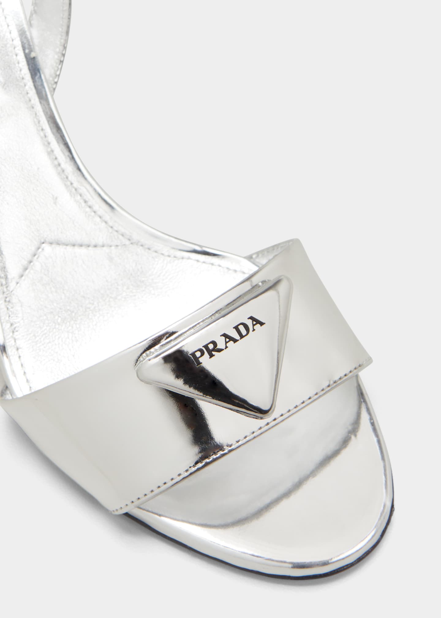 Prada Metallic Logo Ankle Strap Sandals Bergdorf Goodman