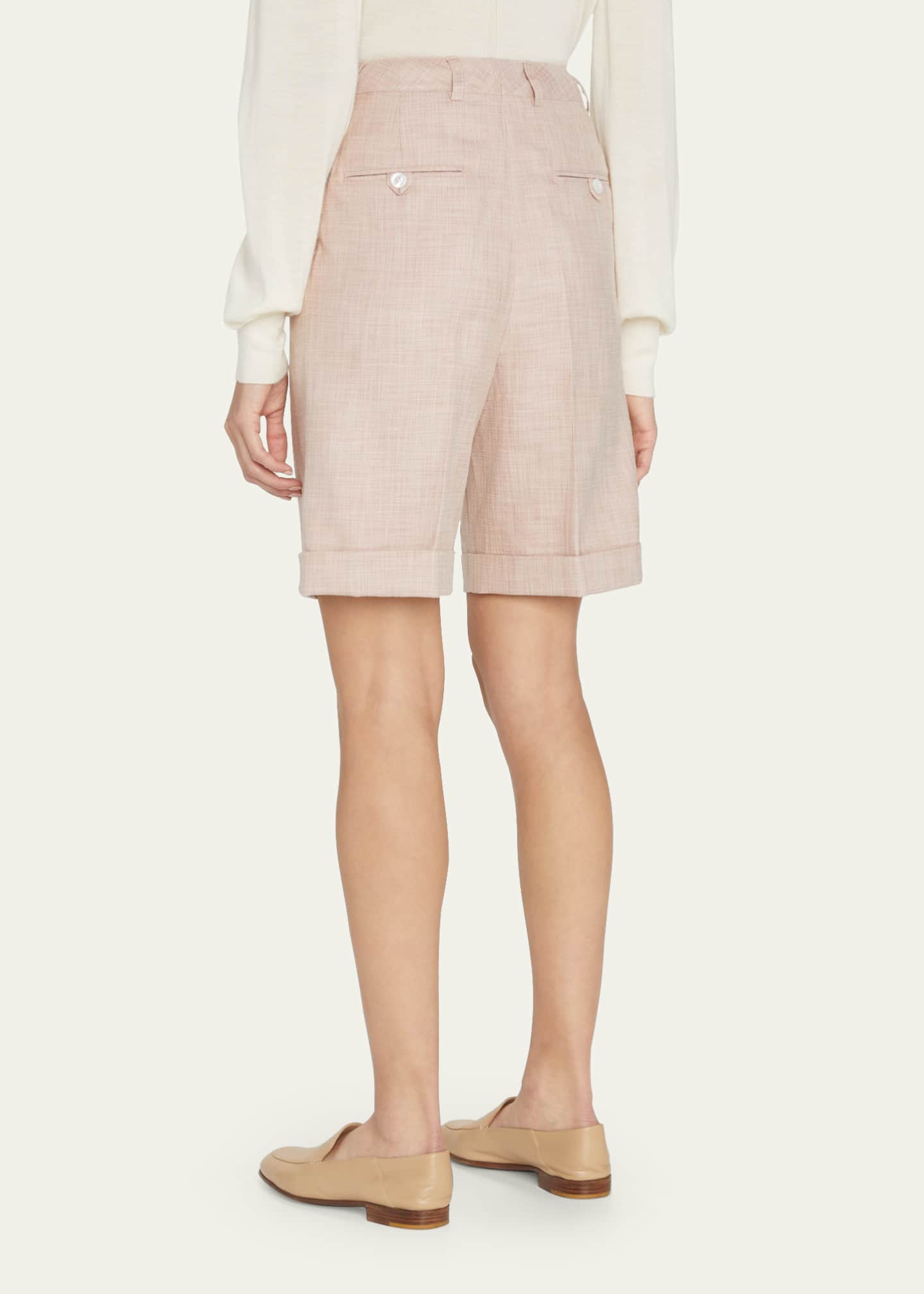 Kiton Cuffed Cotton-Silk Shorts - Bergdorf Goodman