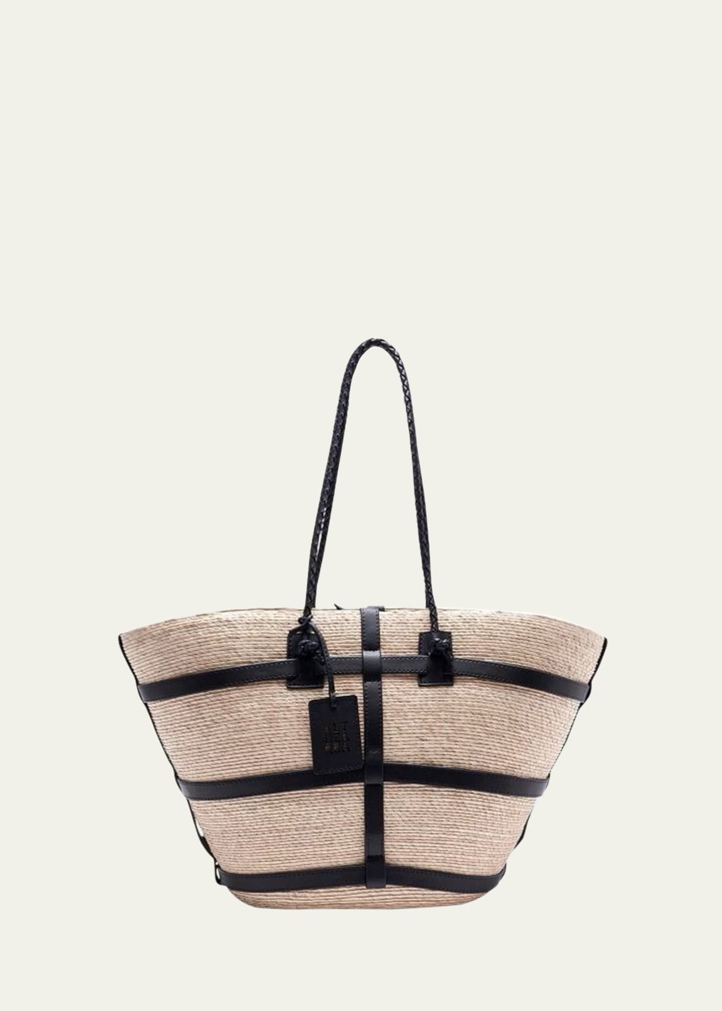 Watermill Large Straw & Leather Tote Bag