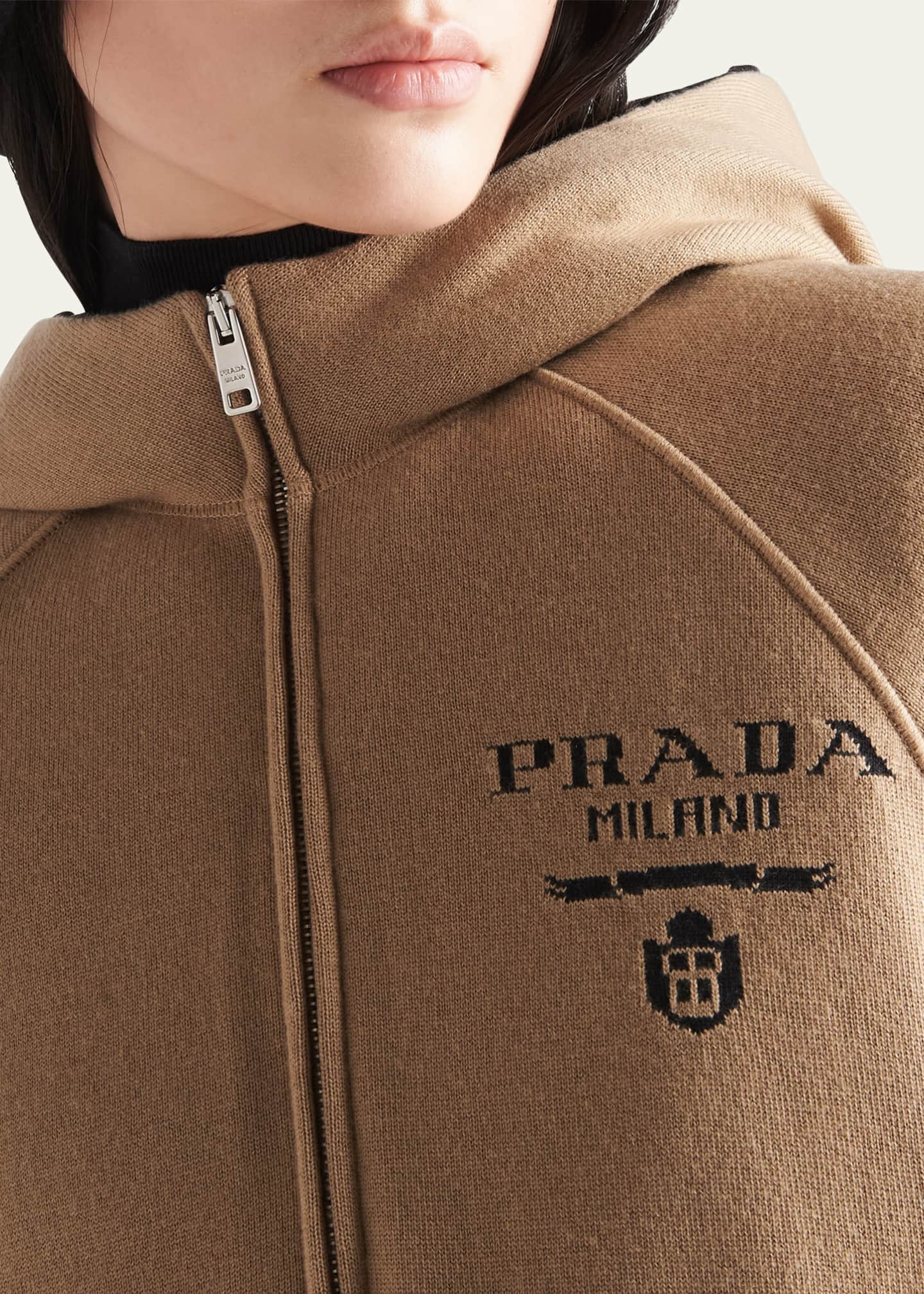 Prada Cashmere Hooded Sweatshirt with Logo Detail - Bergdorf