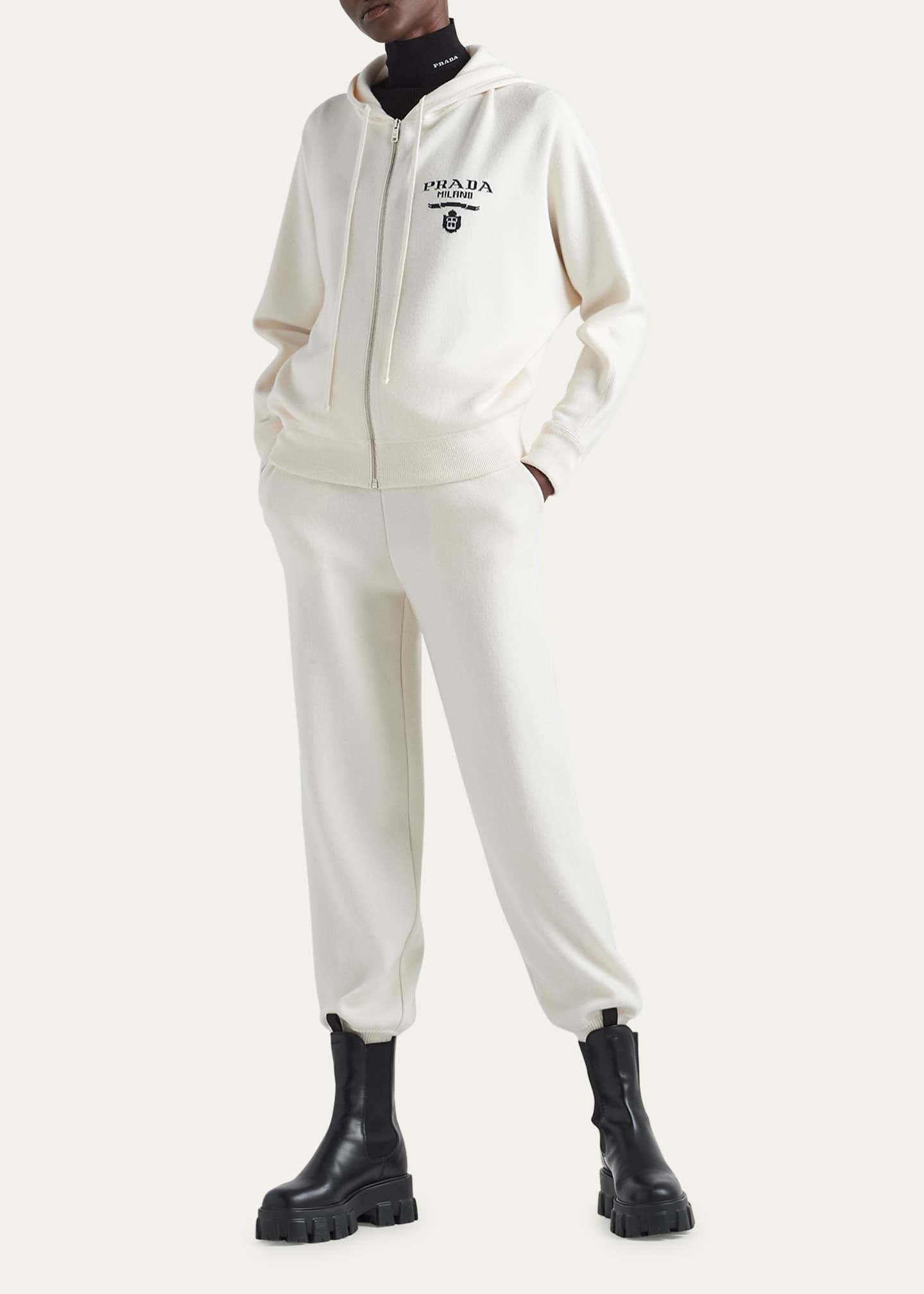 Prada Cashmere Jogger Pants with Logo Detail Image 2 of 4