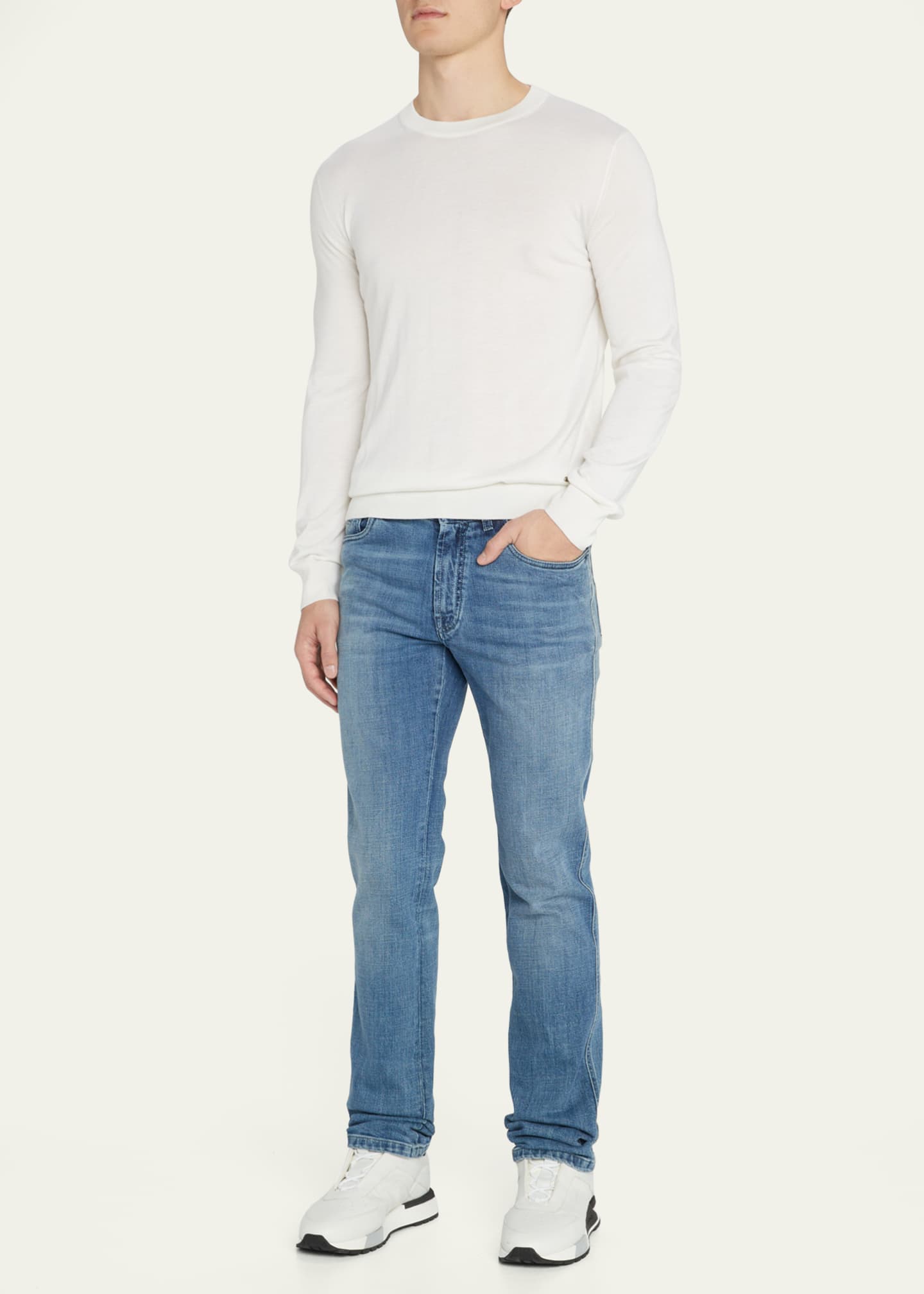 Brioni Men's Cashmere-Silk Crewneck Sweater Image 2 of 5