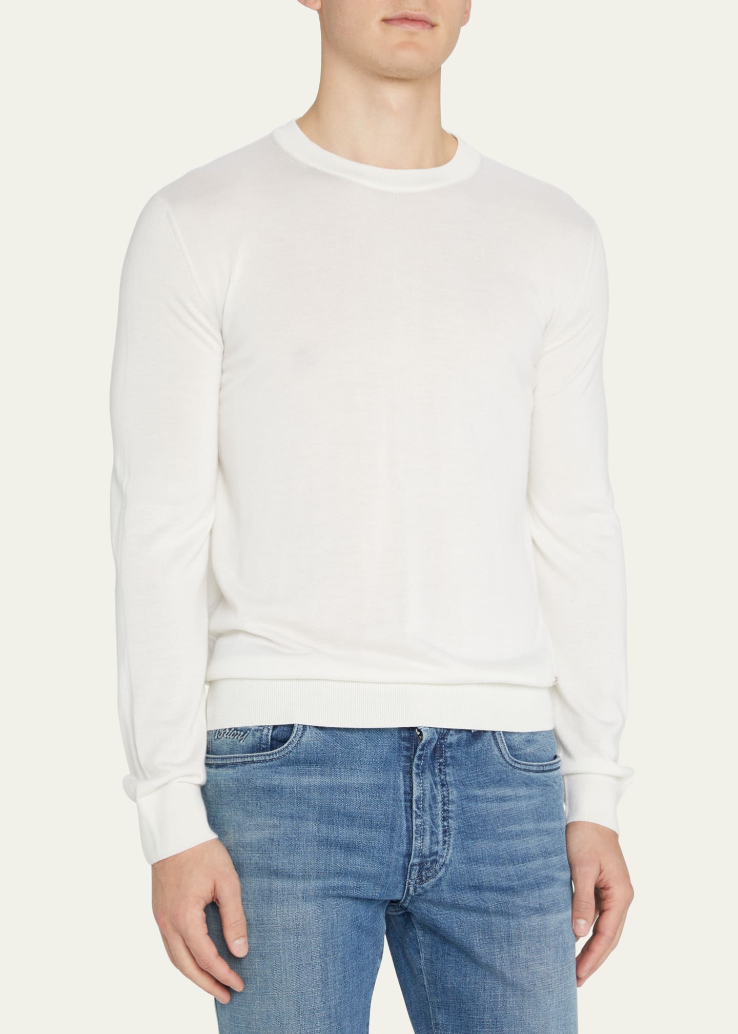 Brioni Men's Cashmere-Silk Crewneck Sweater Image 4 of 5