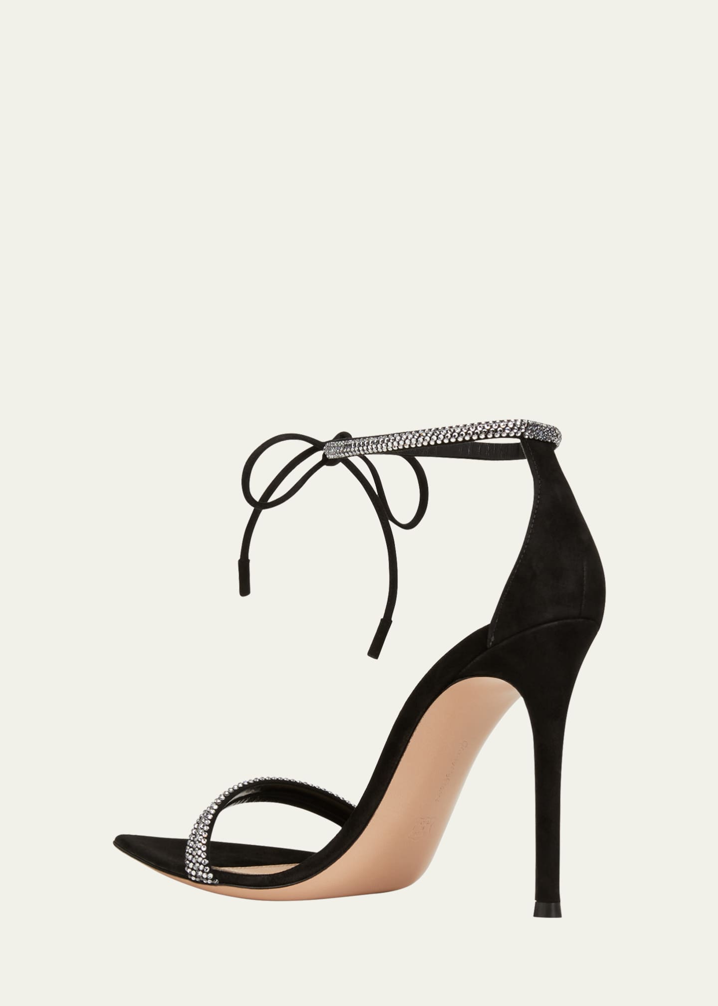 Gianvito Rossi Montecarlo Crystal Suede Ankle Tie Sandals