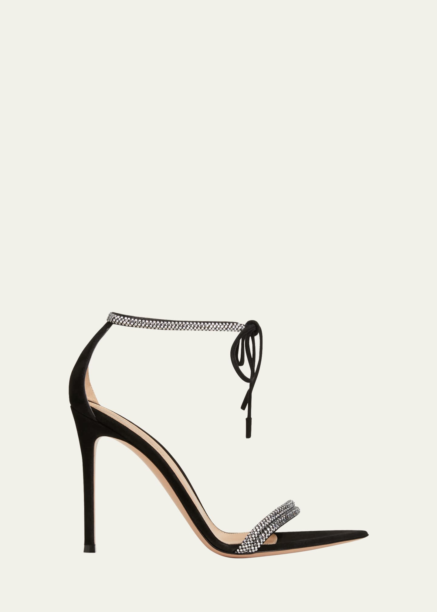 Gianvito Rossi Montecarlo Crystal Suede Ankle-Tie Sandals