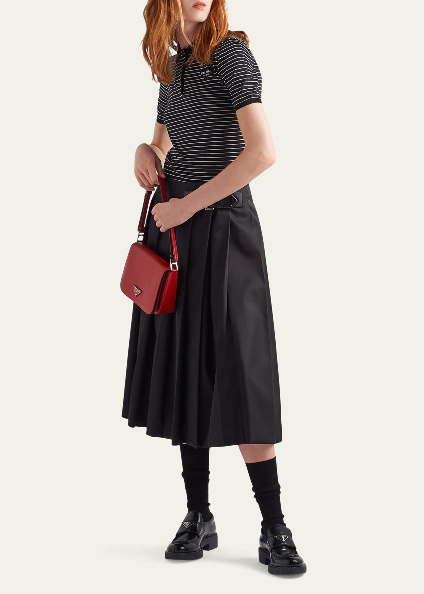 Prada Striped Polo Short Sleeve Shirt Image 2 of 3