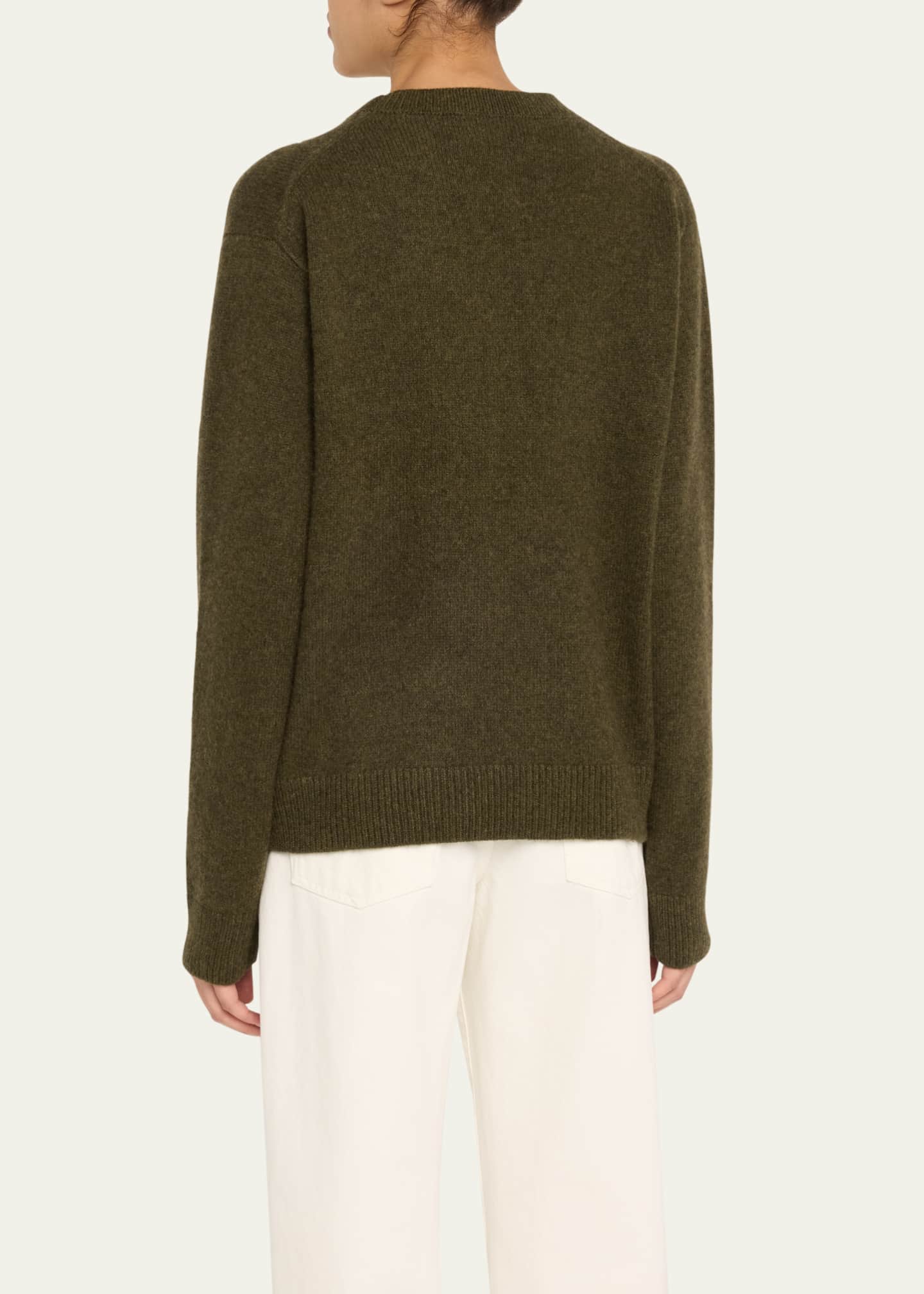 The Elder Statesman Long-Sleeve Cashmere Drop-Shoulder Crewneck Top Image 3 of 5