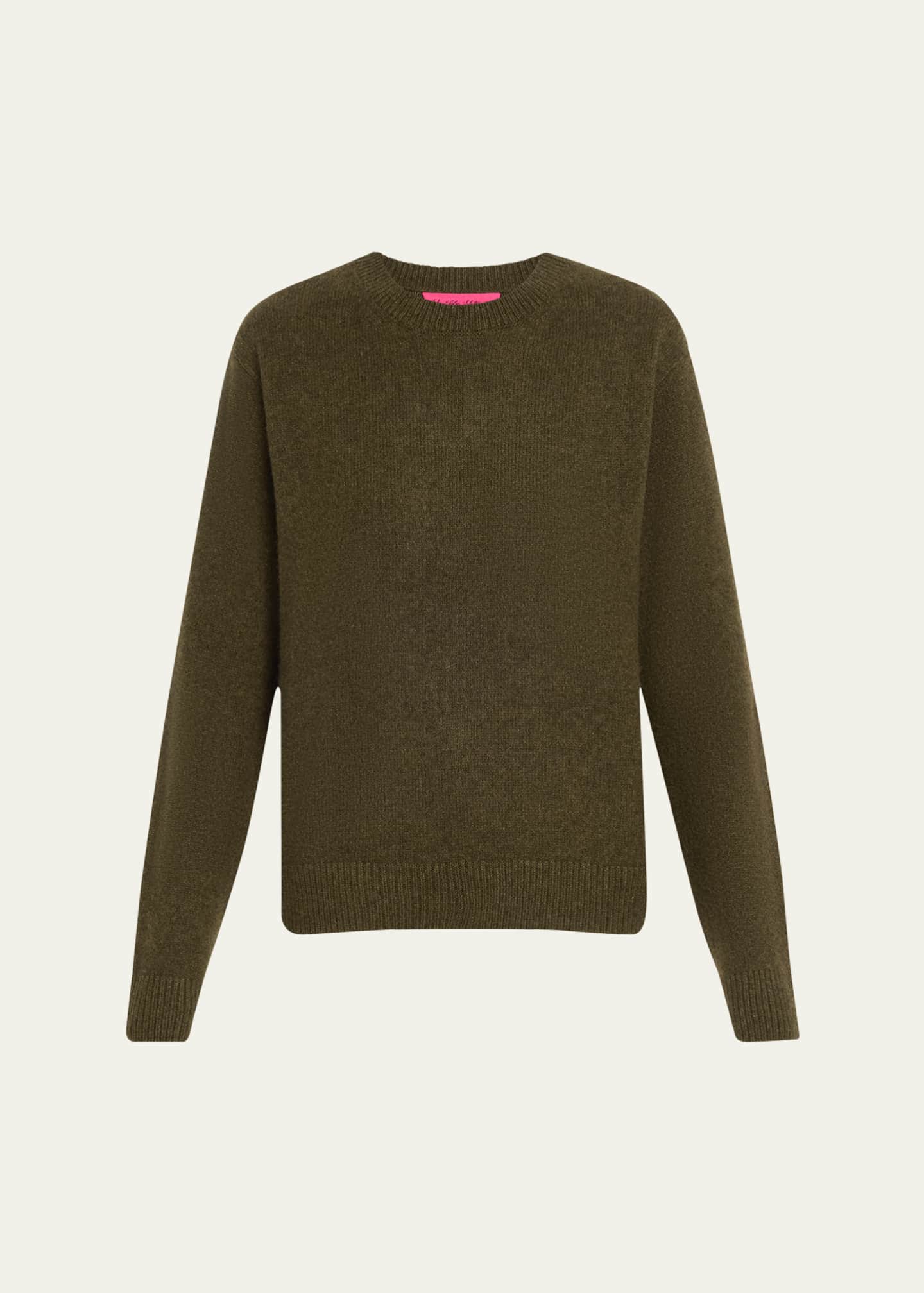 The Elder Statesman Long-Sleeve Cashmere Drop-Shoulder Crewneck Top Image 1 of 5