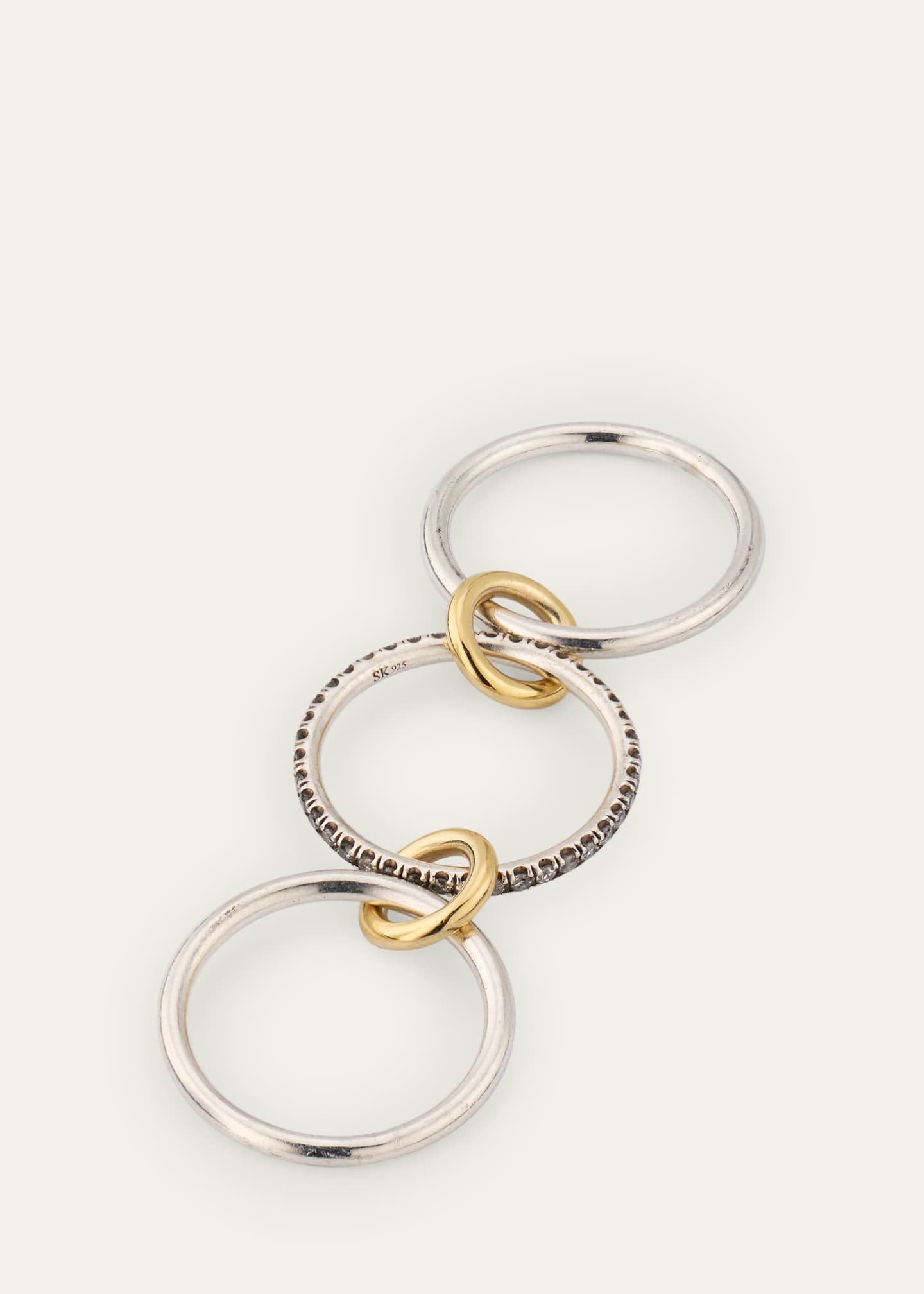 Spinelli Kilcollin Sonny SG Gris Thin 3-Linked Ring in Sterling