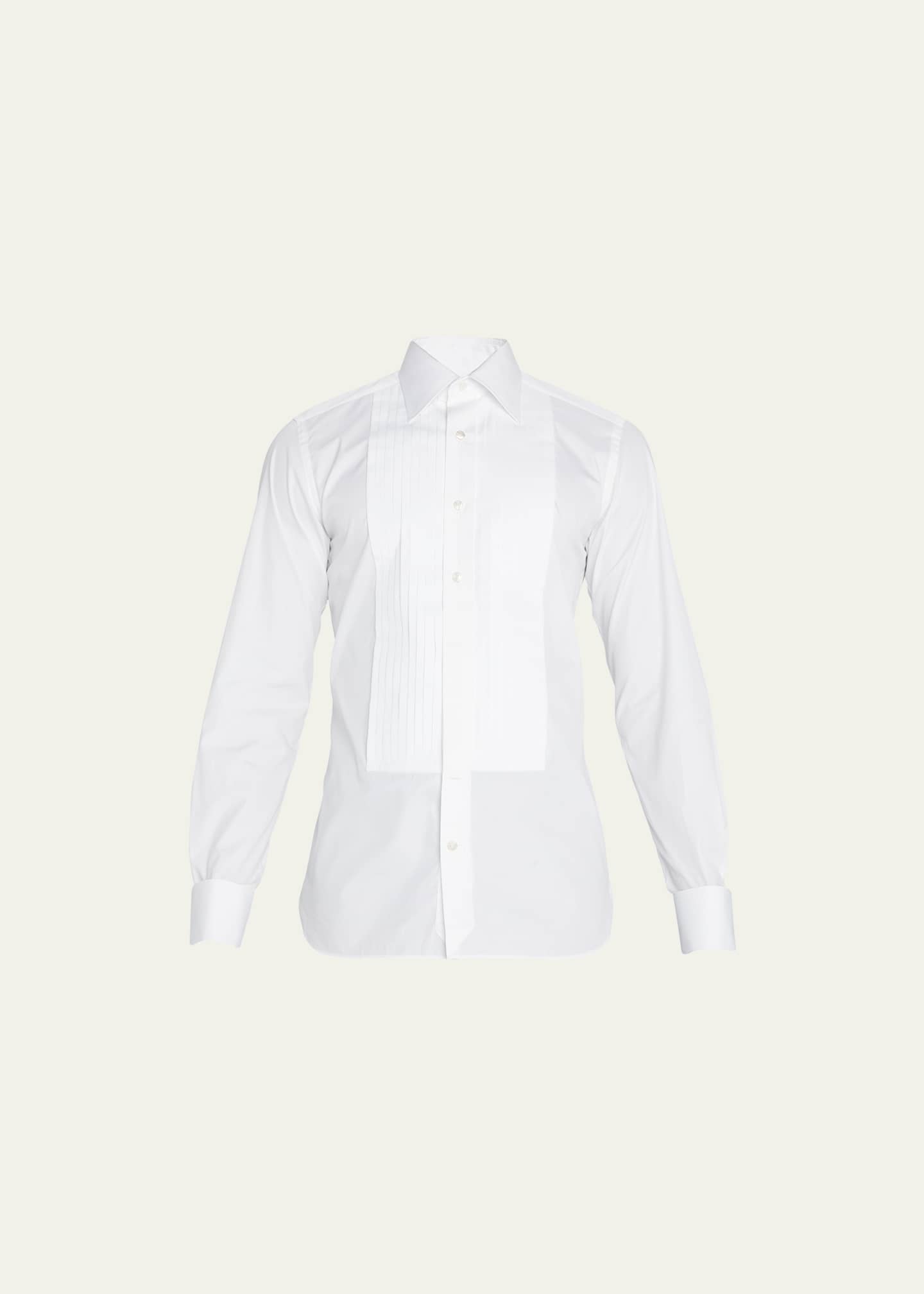 TOM FORD Men's Pleated Bib-Front Cotton Dress Shirt - Bergdorf Goodman