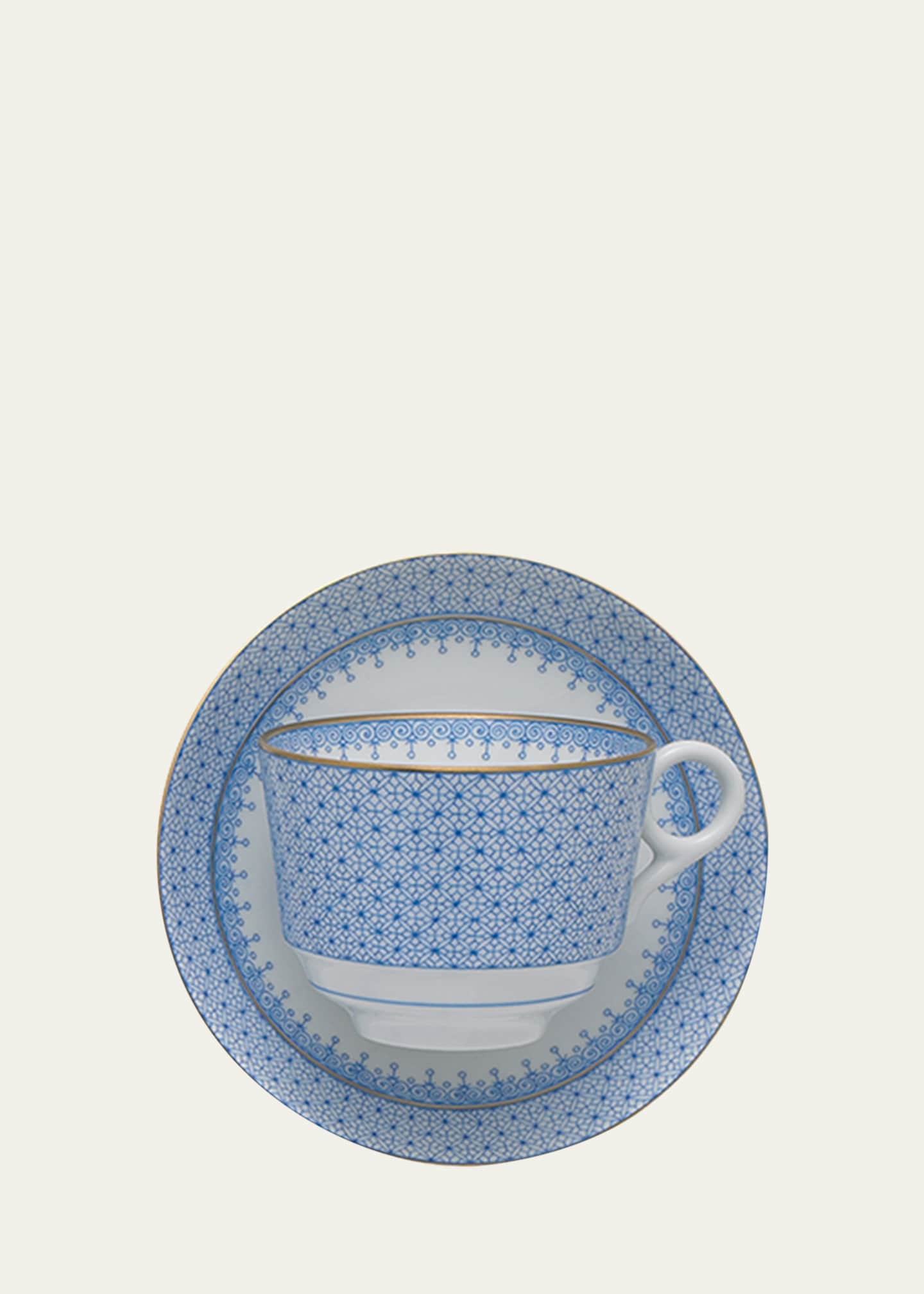 Mottahedeh Cornflower Lace Teacup & Saucer Plate