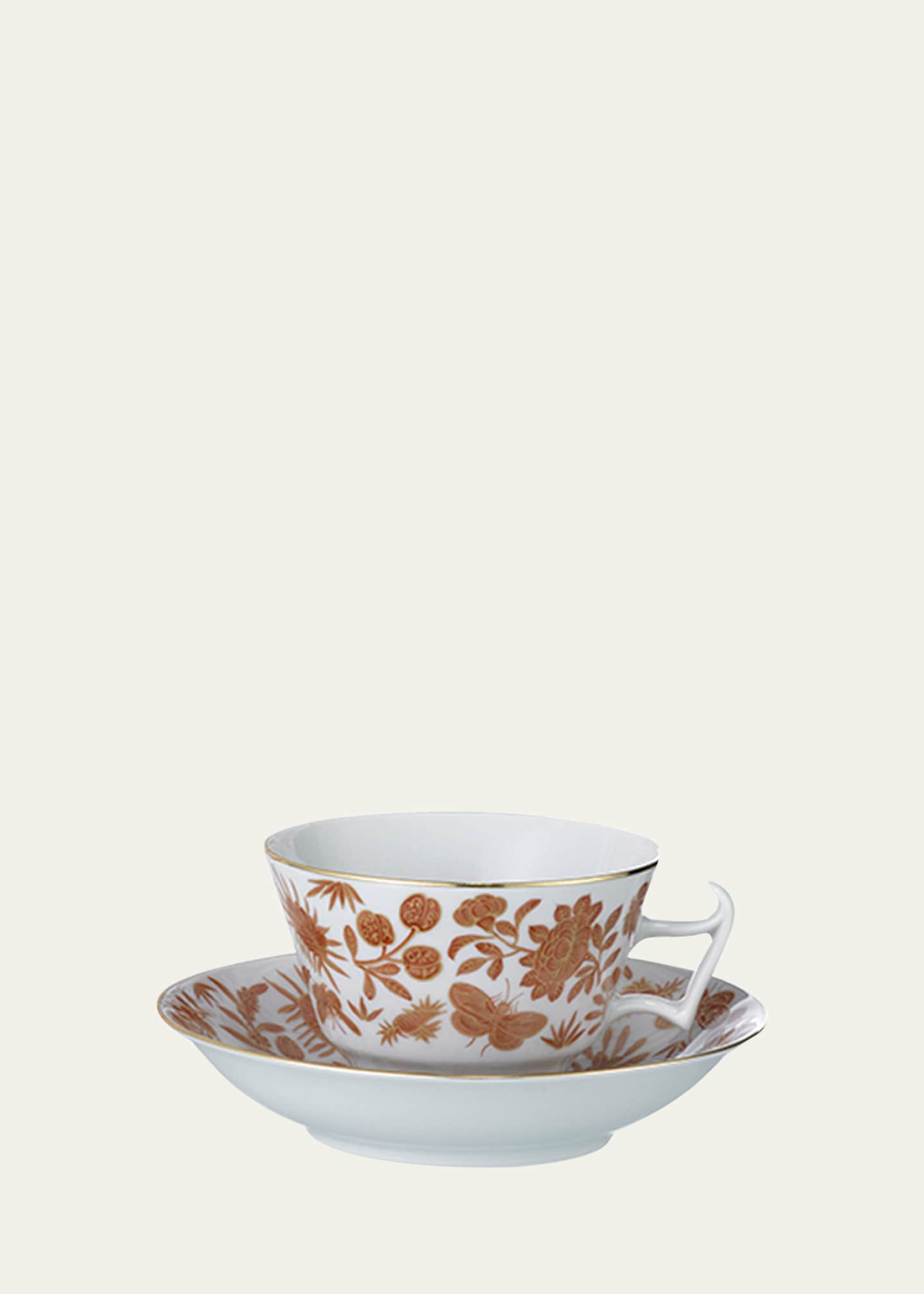 Mottahedeh Sacred Bird & Butterfly Teacup & Saucer Plate