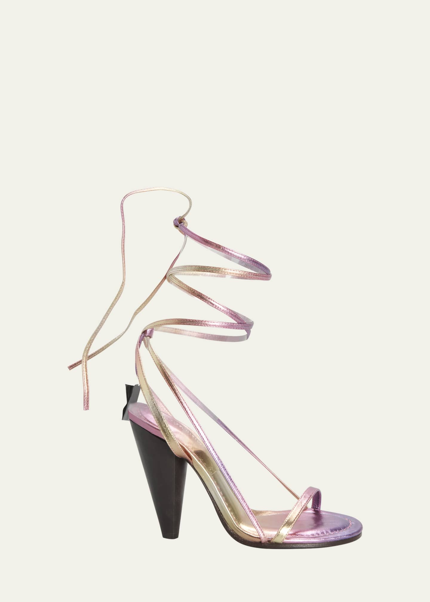 Isabel Marant Aliza Metallic Ankle-Wrap Sandals - Bergdorf Goodman