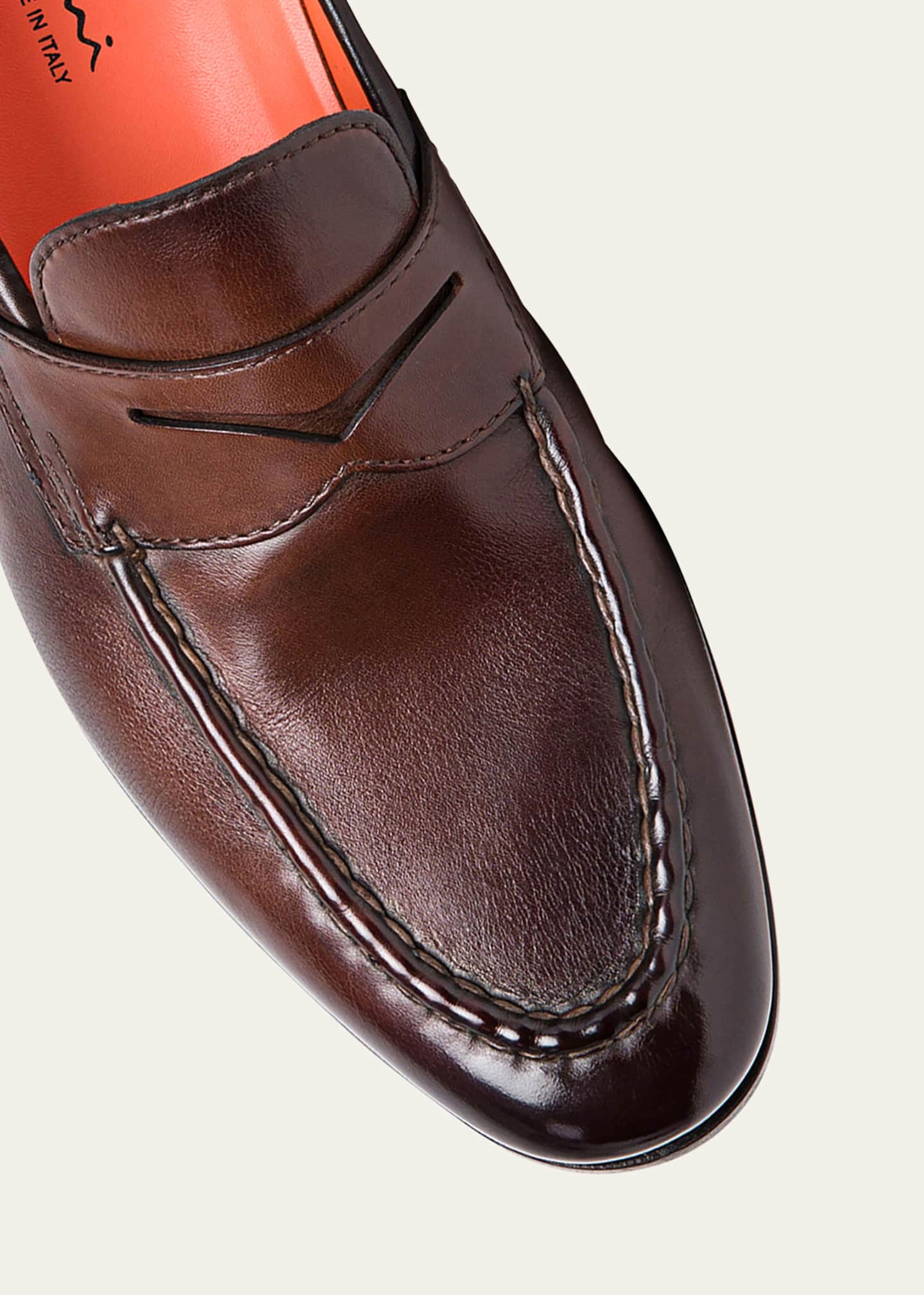 Santoni Men s Door Burnished Leather Penny Loafers