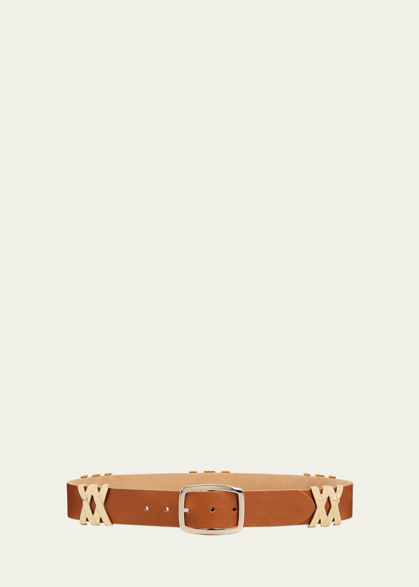 Streets Ahead Ryan Golden Leather Buckle Belt Image 1 of 2