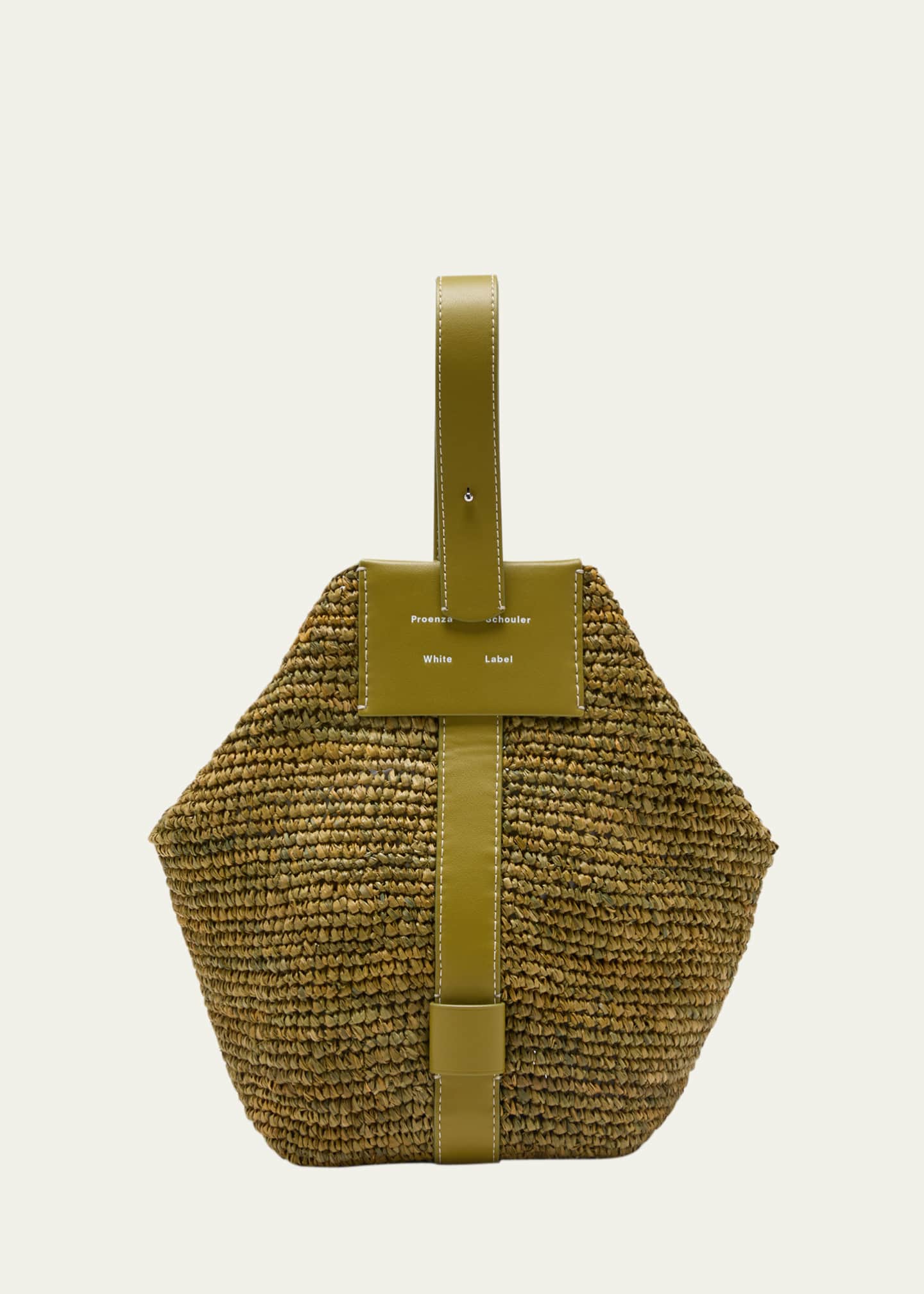 Raffia Label Medium Pouch Bag